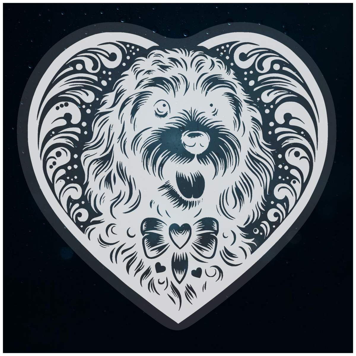 'Cockapoo Love Heart' Static Window Clings / Stickers (WC055001)
