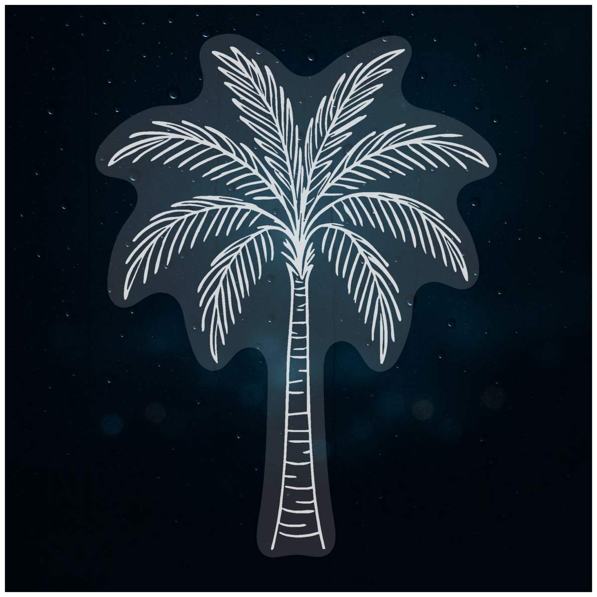 Small 100mm 'Palm tree' Clear Static Window Cling Sticker / Decal (White) (WC00133278)