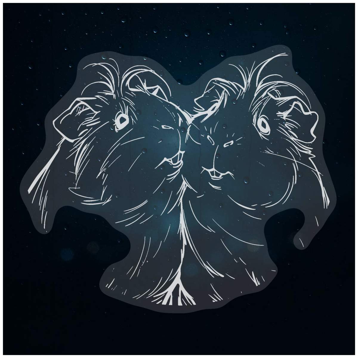 'Guinea Pig Couple' Static Window Clings / Stickers (WC057546)