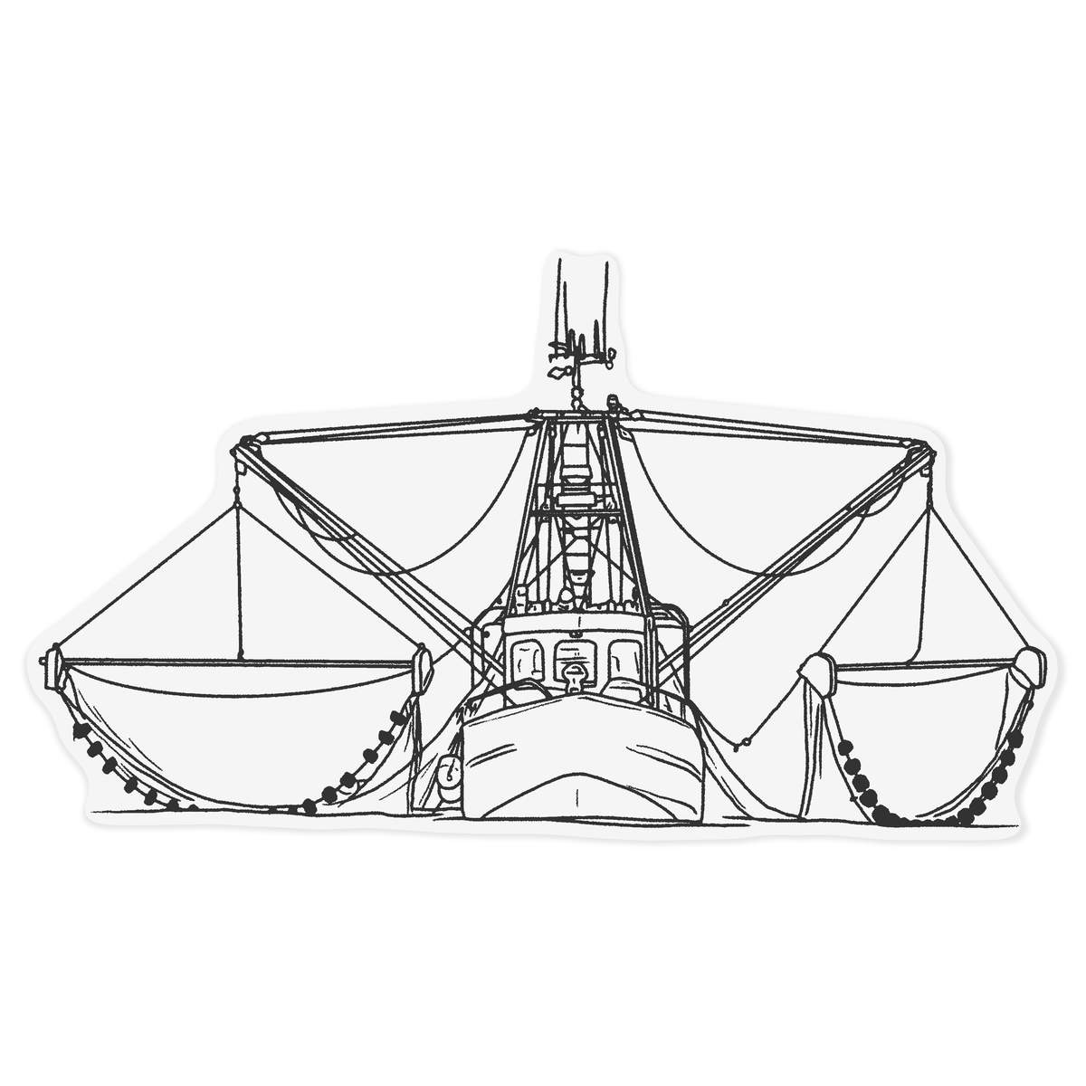 'Fishing Boat' Static Window Cling - Black, 72cm - Reusable Removable Static Cling Decal for Mirrors, Glass Doors and Cars (WC00151959)