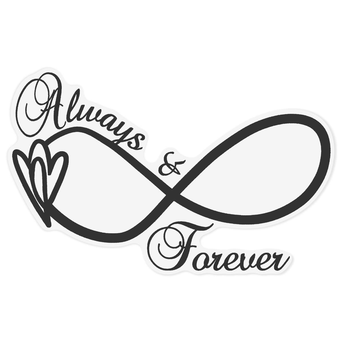 'Always And Forever' Static Window Cling - Black, 72cm - Reusable Removable Static Cling Decal for Mirrors, Glass Doors and Cars (WC00156773)