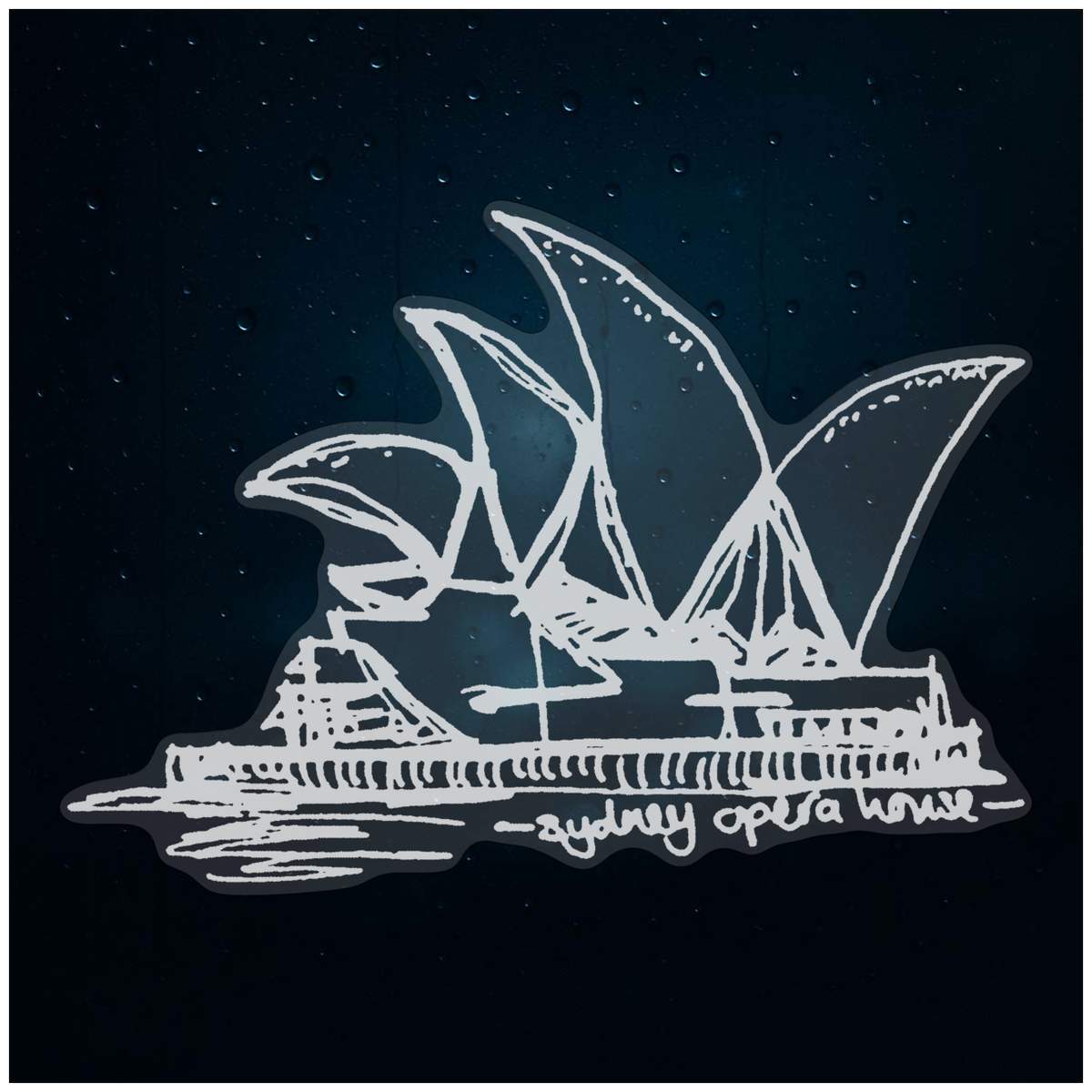 'Sydney Opera House' Static Window Cling - White, 72cm - Reusable Removable Static Cling Decal for Mirrors, Glass Doors and Cars (WC00139853)
