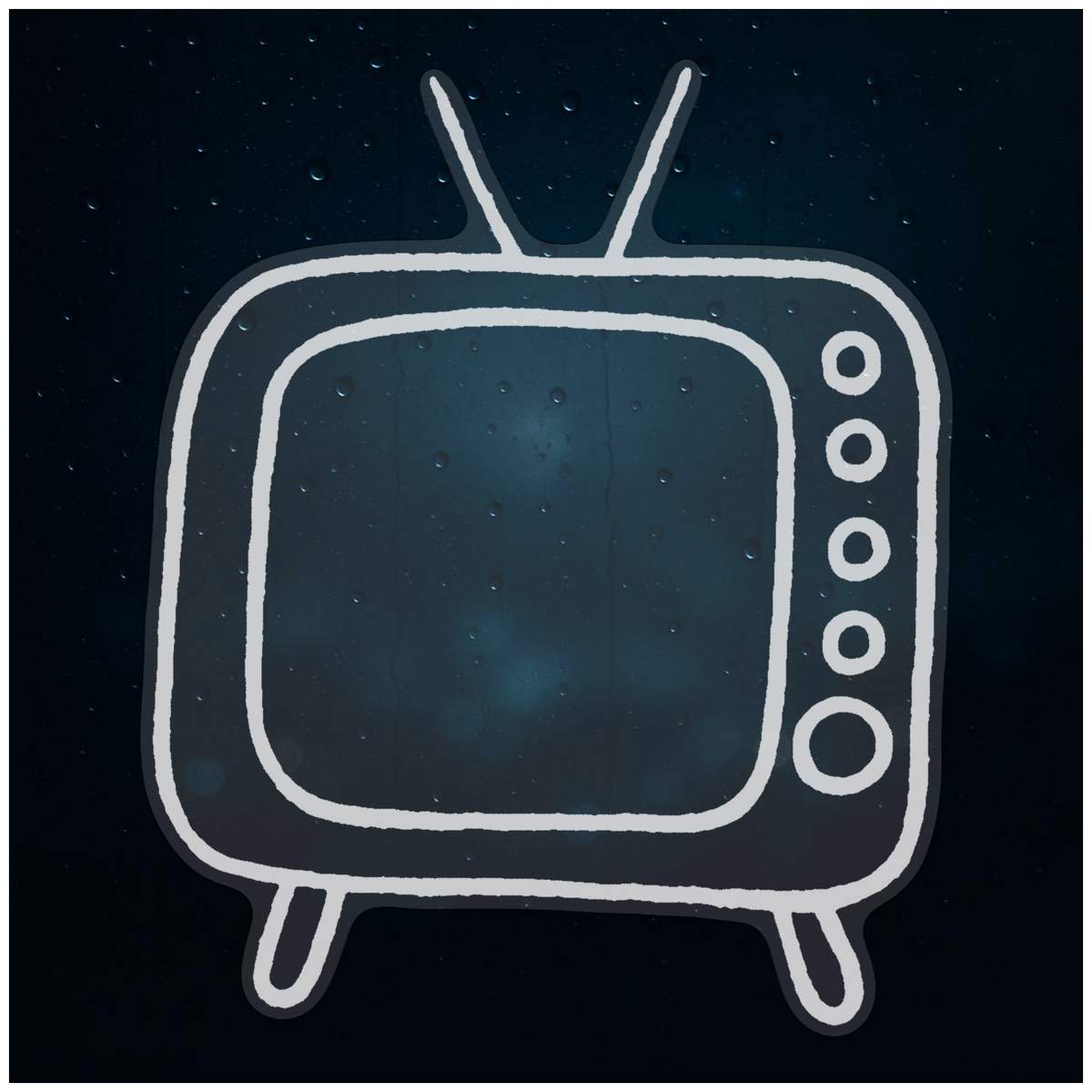 'Retro TV' Static Window Cling - White, 72cm - Reusable Removable Static Cling Decal for Mirrors, Glass Doors and Cars (WC00143124)
