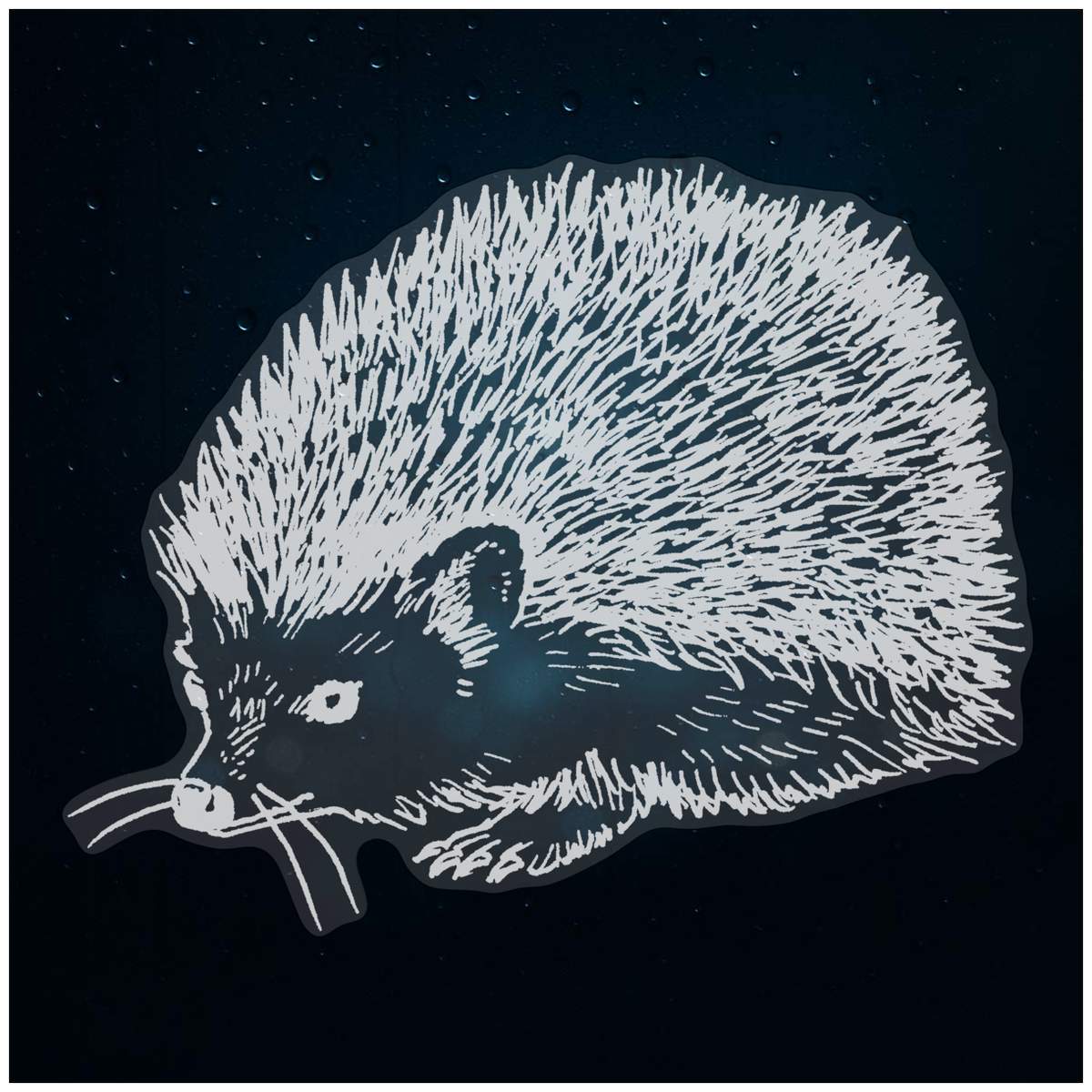 'Hedgehog' Static Window Cling - White, 72cm - Reusable Removable Static Cling Decal for Mirrors, Glass Doors and Cars (WC00146883)