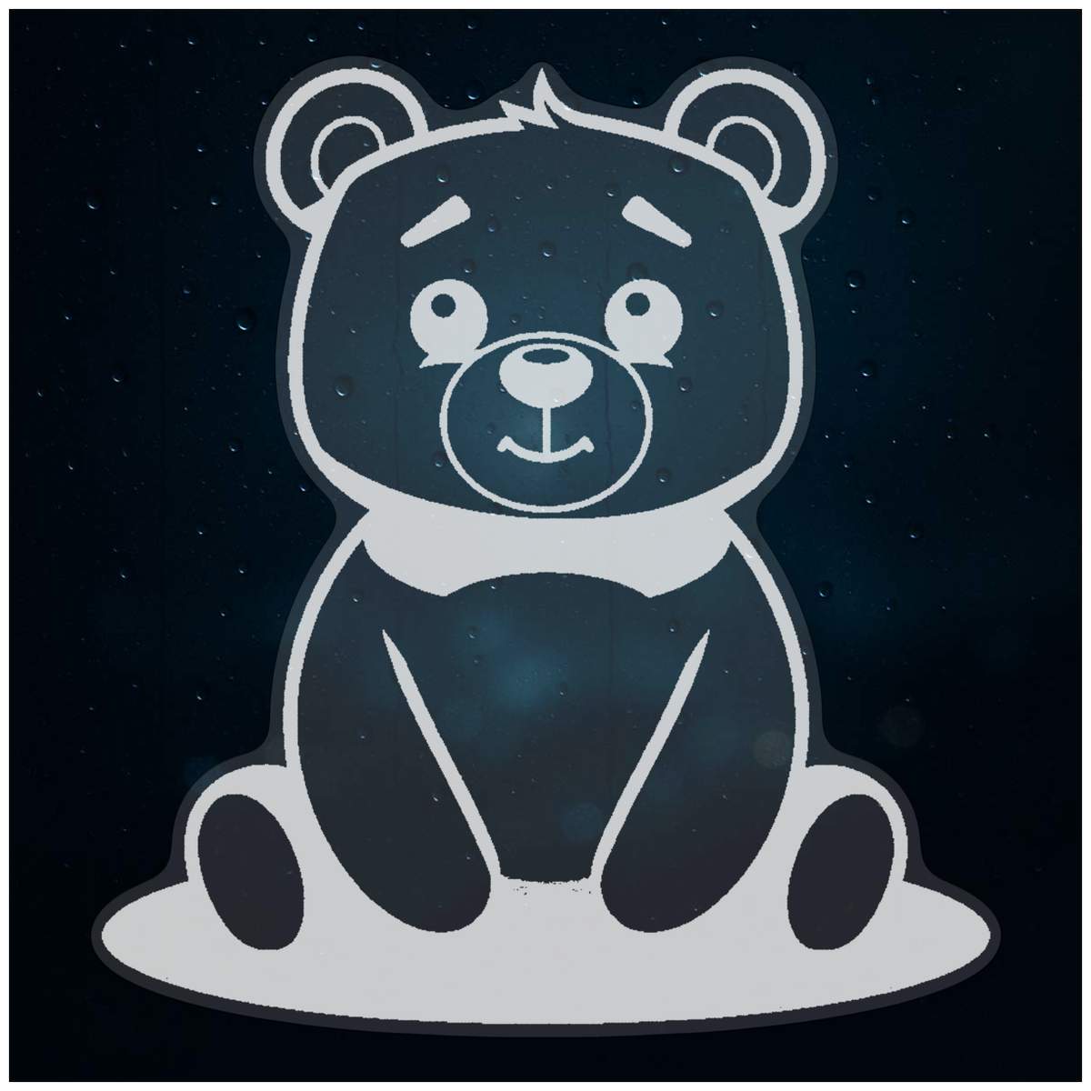 'Cute Bear Sitting ' Static Window Cling - White, 72cm - Reusable Removable Static Cling Decal for Mirrors, Glass Doors and Cars (WC00154242)