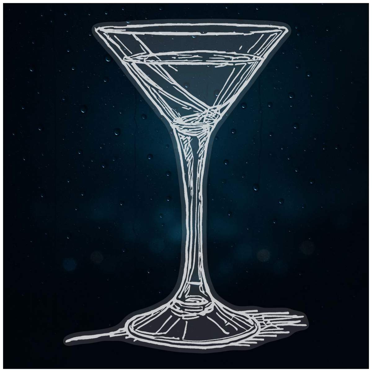 Extra Large 720mm 'Cocktail Glass' Clear Static Window Cling Sticker / Decal (White) (WC00155682)