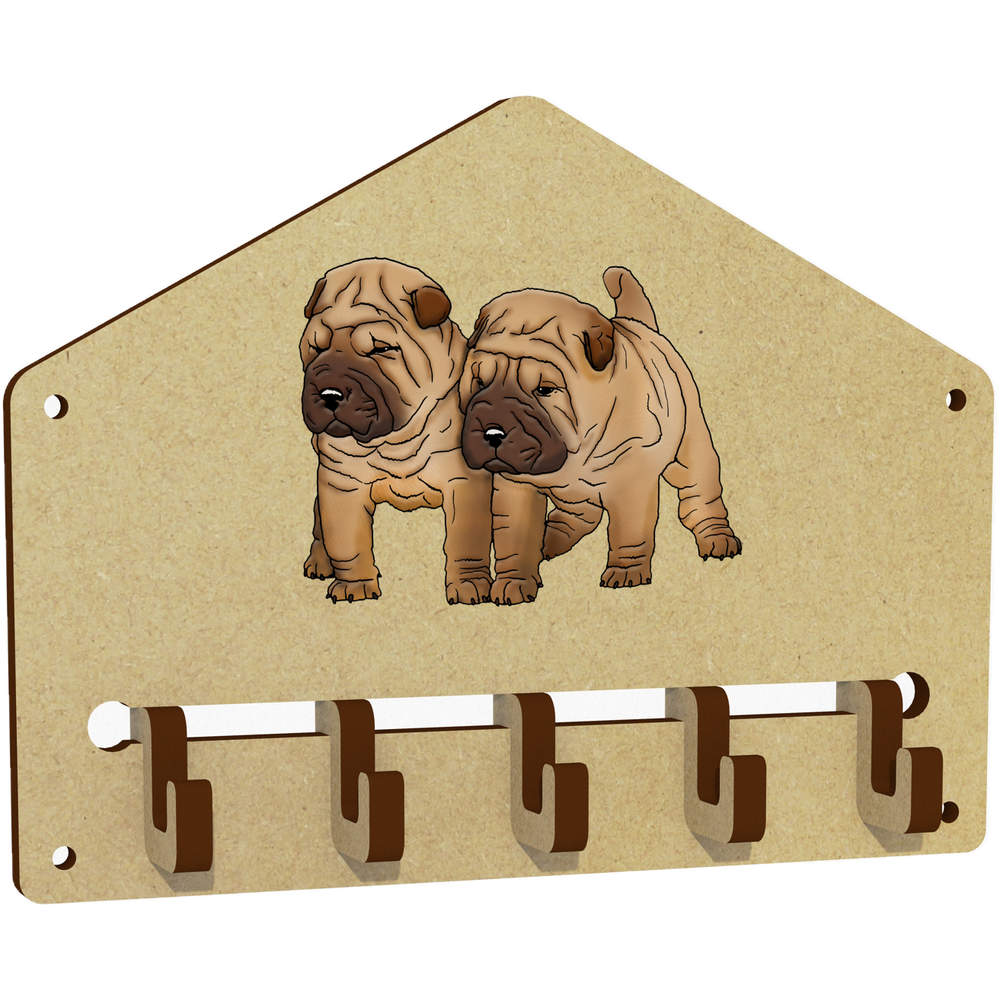 'Shar-Pei Puppies' Wall Mounted Key Hooks / Holder (WH00048351)