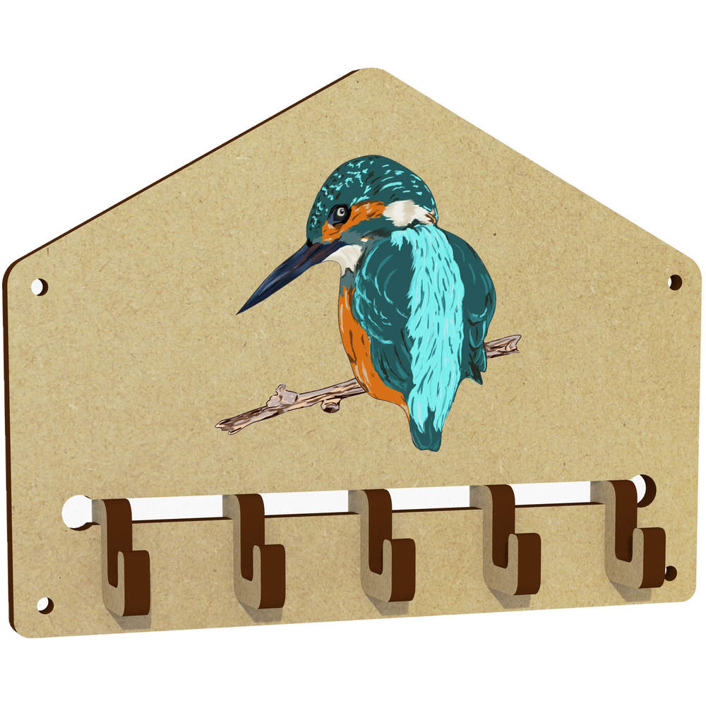 'Perched Kingfisher' Wall Mounted Key Hooks / Holder (WH00054281)
