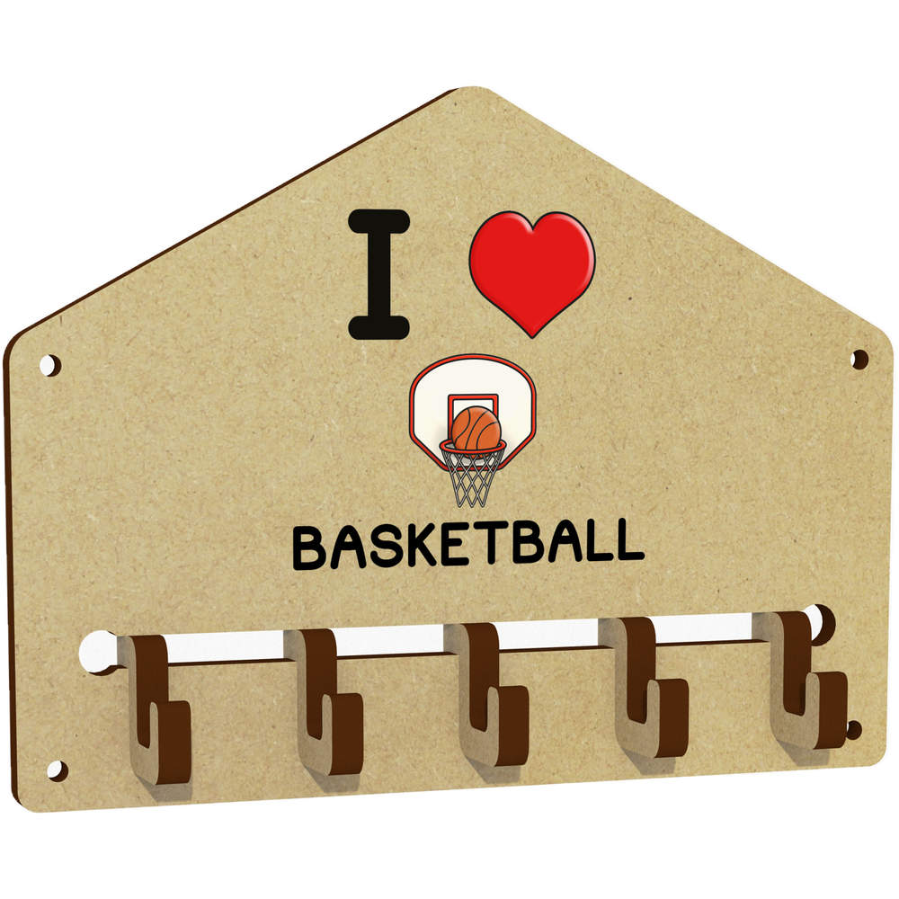 'I Love Basketball' Wall Mounted Key Hooks / Holder (WH00056716)