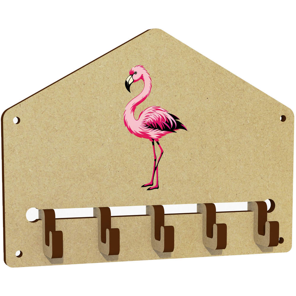 'Pink Flamingo' Wall Mounted Key Hooks / Holder (WH00076652)