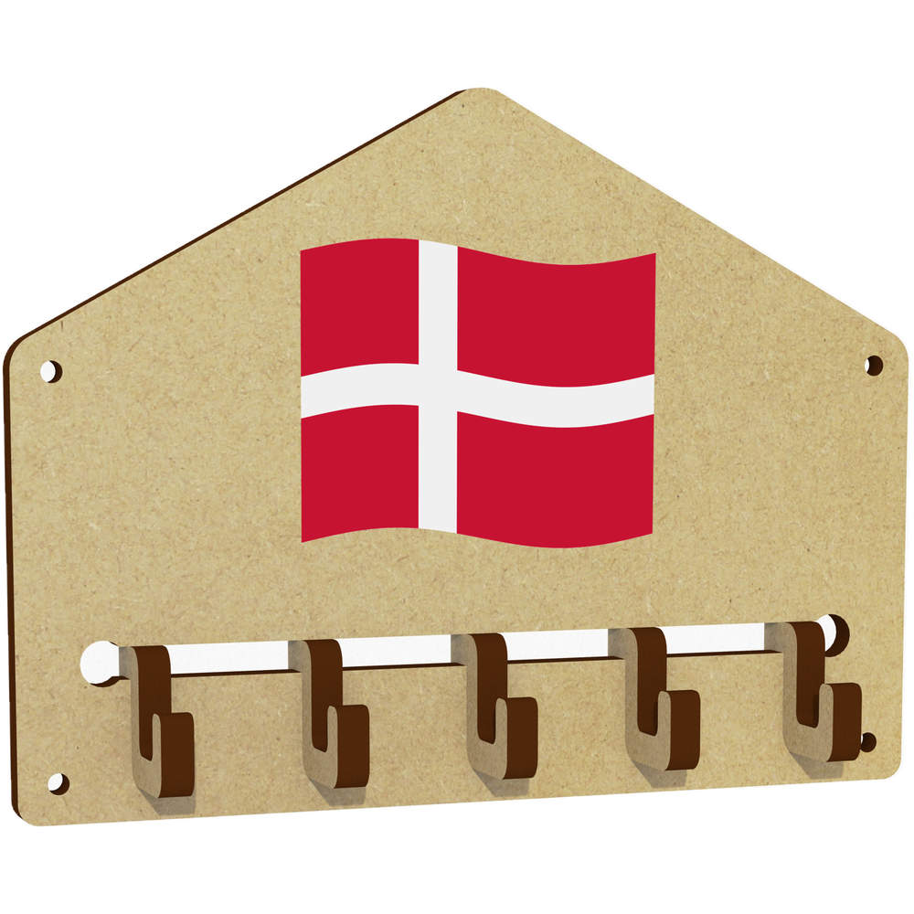 'Waving Danish Flag' Wall Mounted Key Hooks / Holder (WH00077224)