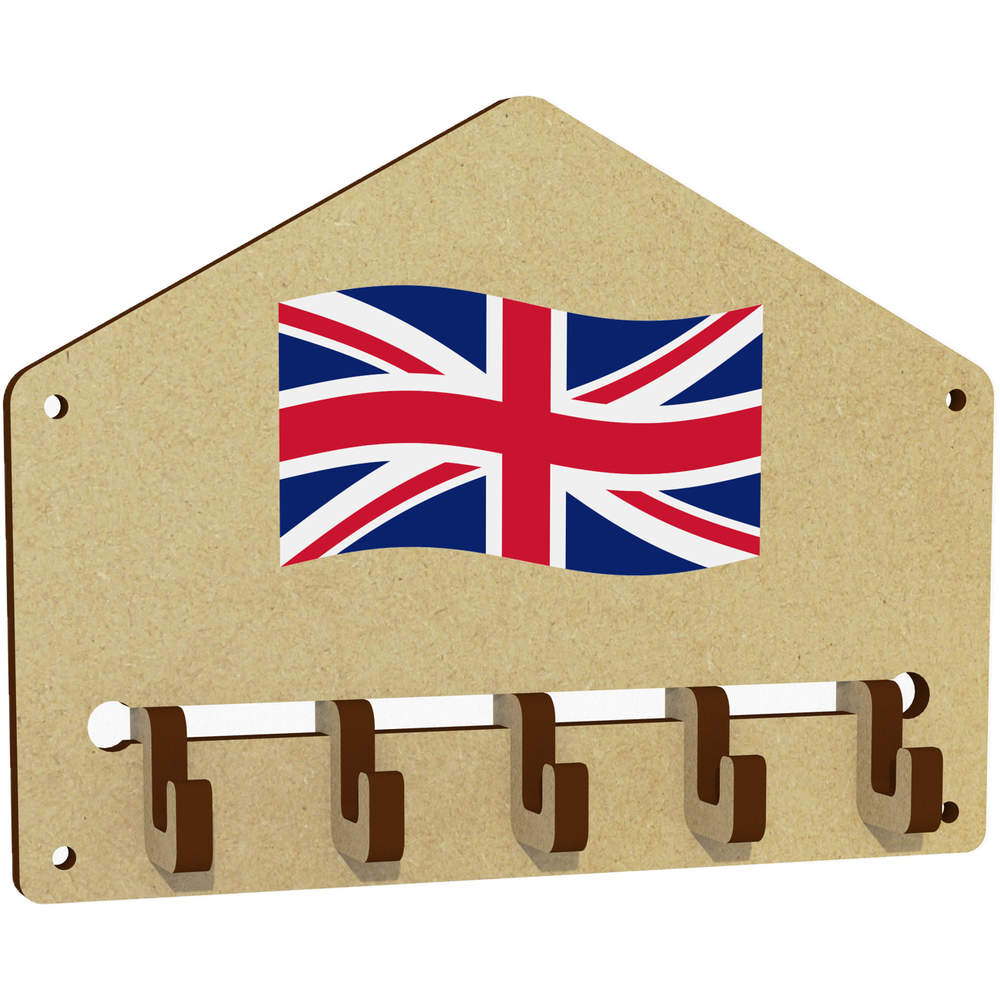 'Waving British Union Jack Flag' Wall Mounted Key Hooks / Holder (WH00077284)