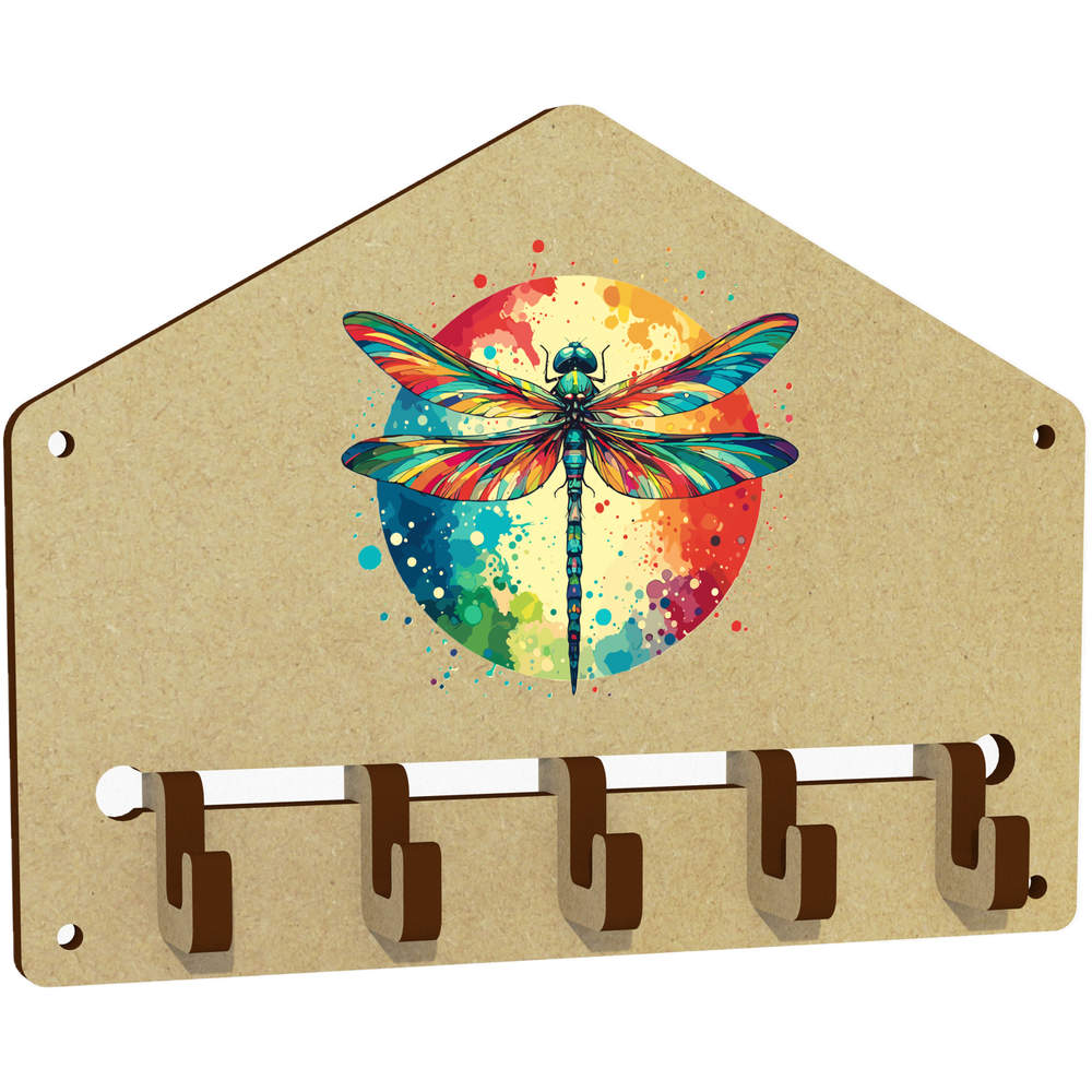 'Colourful Dragonfly' Wall Mounted Key Hooks / Holder (WH00082750)