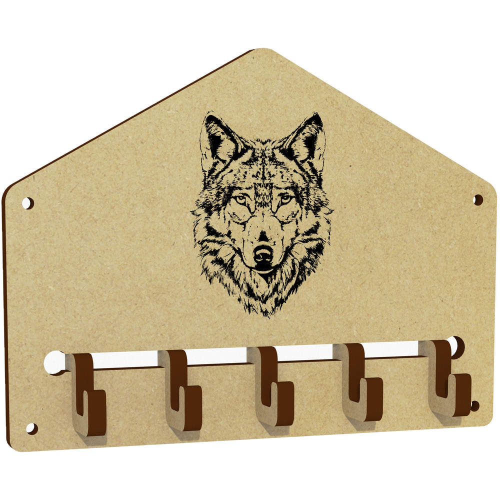'Wolf Portrait' Wall Mounted Key Hooks / Holder (WH00085236)