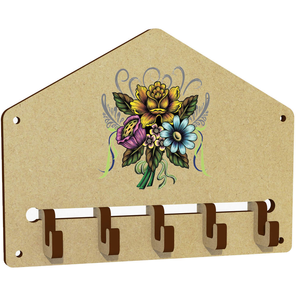 'Floral Fantasy Delight' Wall Mounted Key Hooks / Holder (WH00085464)
