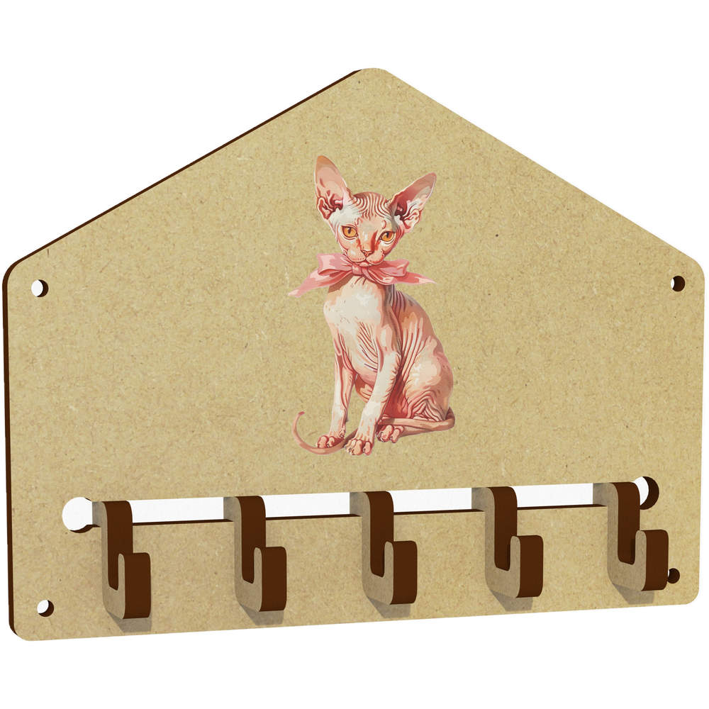 ' Sphynx Kitten with Bow' Wall Mounted Key Hooks / Holder (WH00086062)