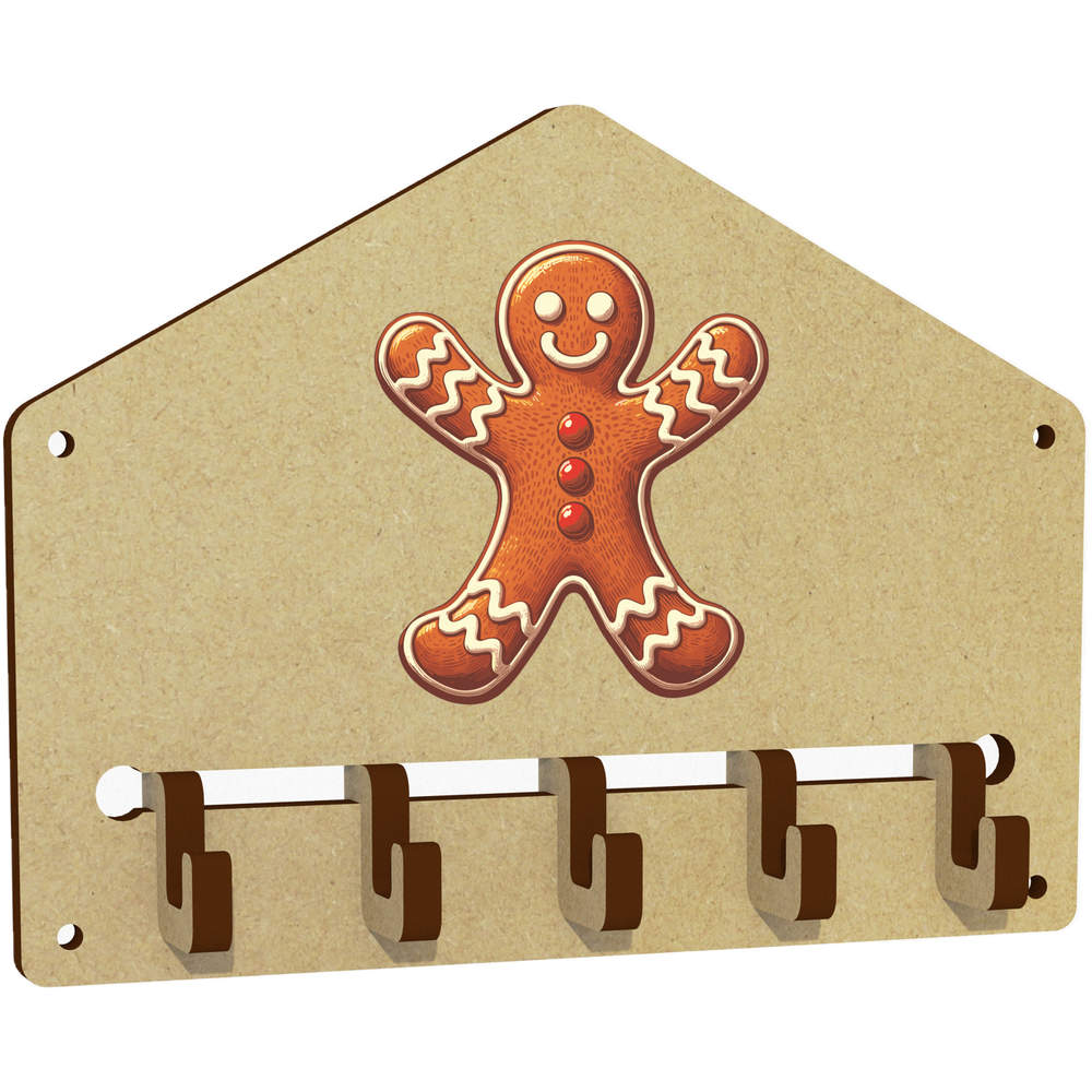 'Gingerbread Man With Red Buttons' Wall Mounted Key Hooks / Holder (WH00086292)