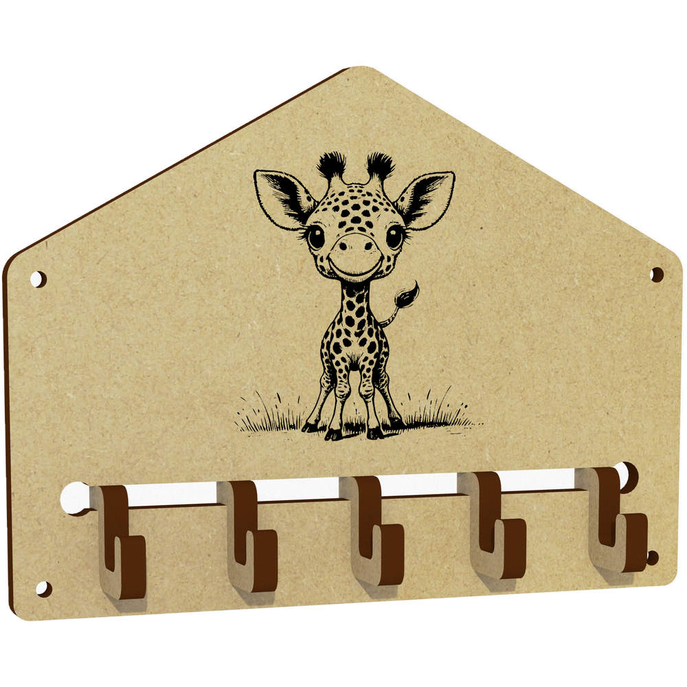 'Happy Baby Giraffe' Wall Mounted Key Hooks / Holder (WH00090168)