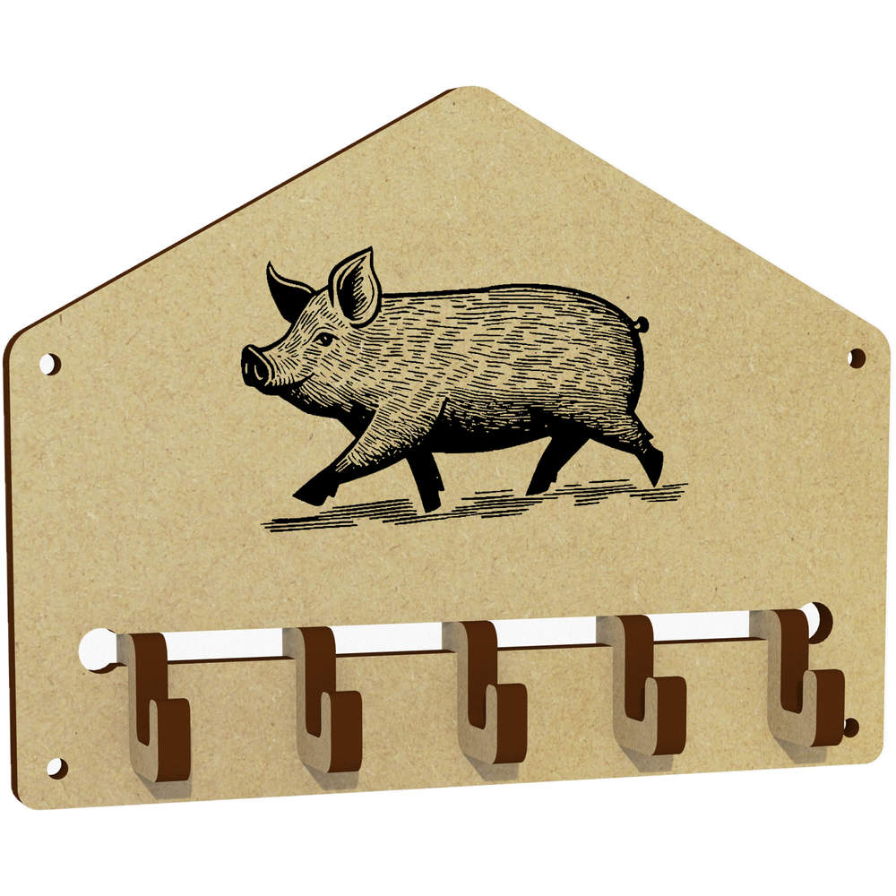 'Pig Side View' Wall Mounted Key Hooks / Holder (WH00090886)