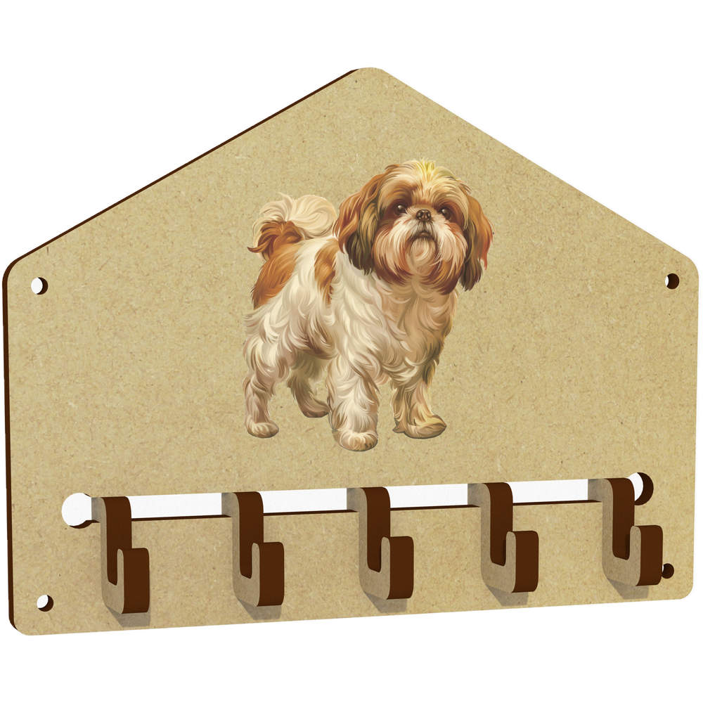'Shih Tzu Dog Standing' Wall Mounted Key Hooks / Holder (WH00093790)