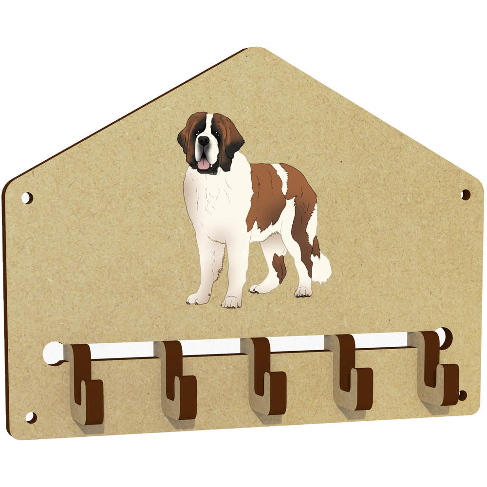 'St Bernard Dog Standing' Wall Mounted Key Hooks / Holder (WH00094271)