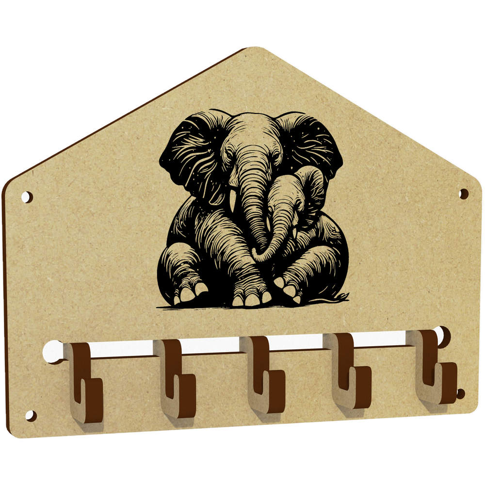 'Elephant Cuddles' Wall Mounted Key Hooks / Holder (WH00095712)