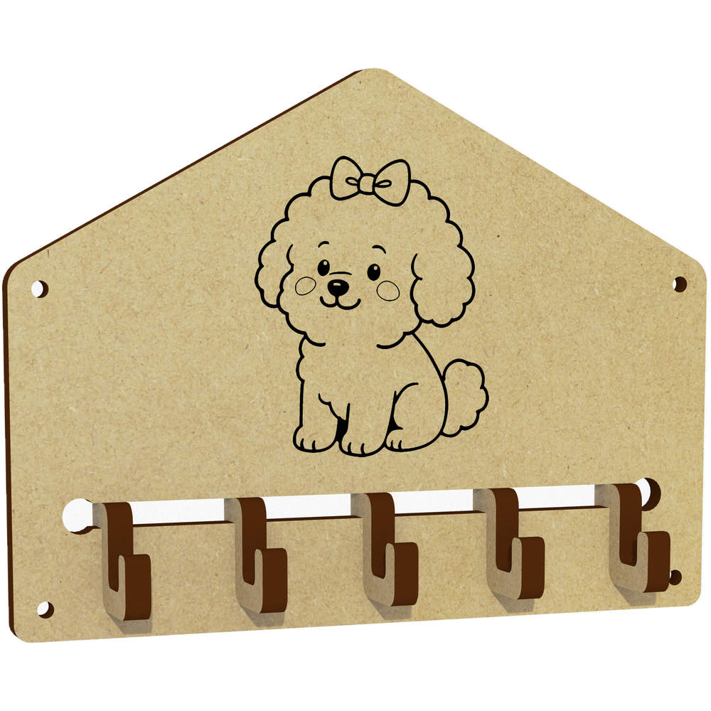 'Cute Bichon Frise Dog' Wall Mounted Key Hooks / Holder (WH00095907)