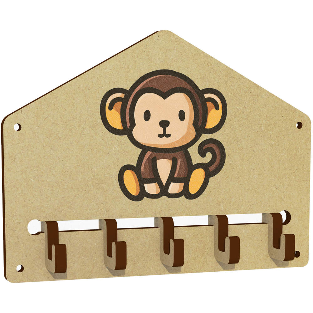 'Cute Monkey Sitting' Wall Mounted Key Hooks / Holder (WH00096300)
