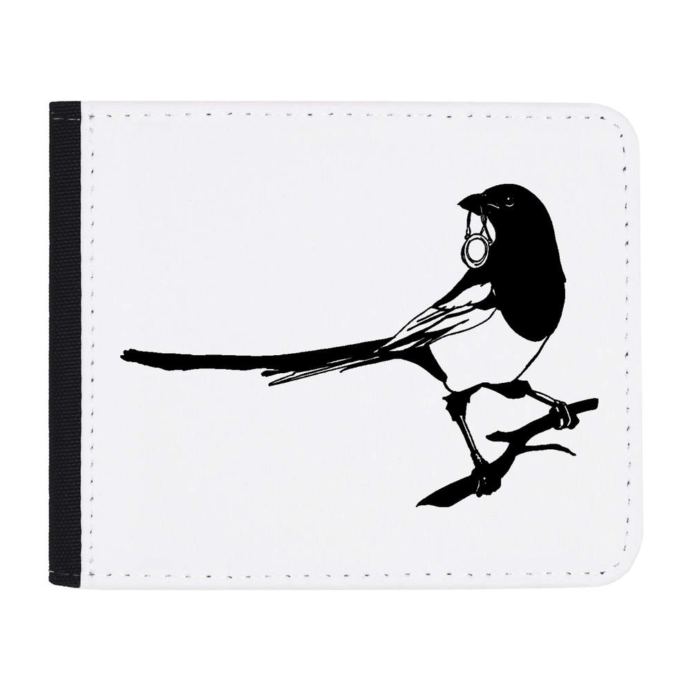 'Magpie With Ring' Slim Wallet / Cardholder - Folding Card Holder with Cash Sleeve for Travel and Gifts (WL00000453)
