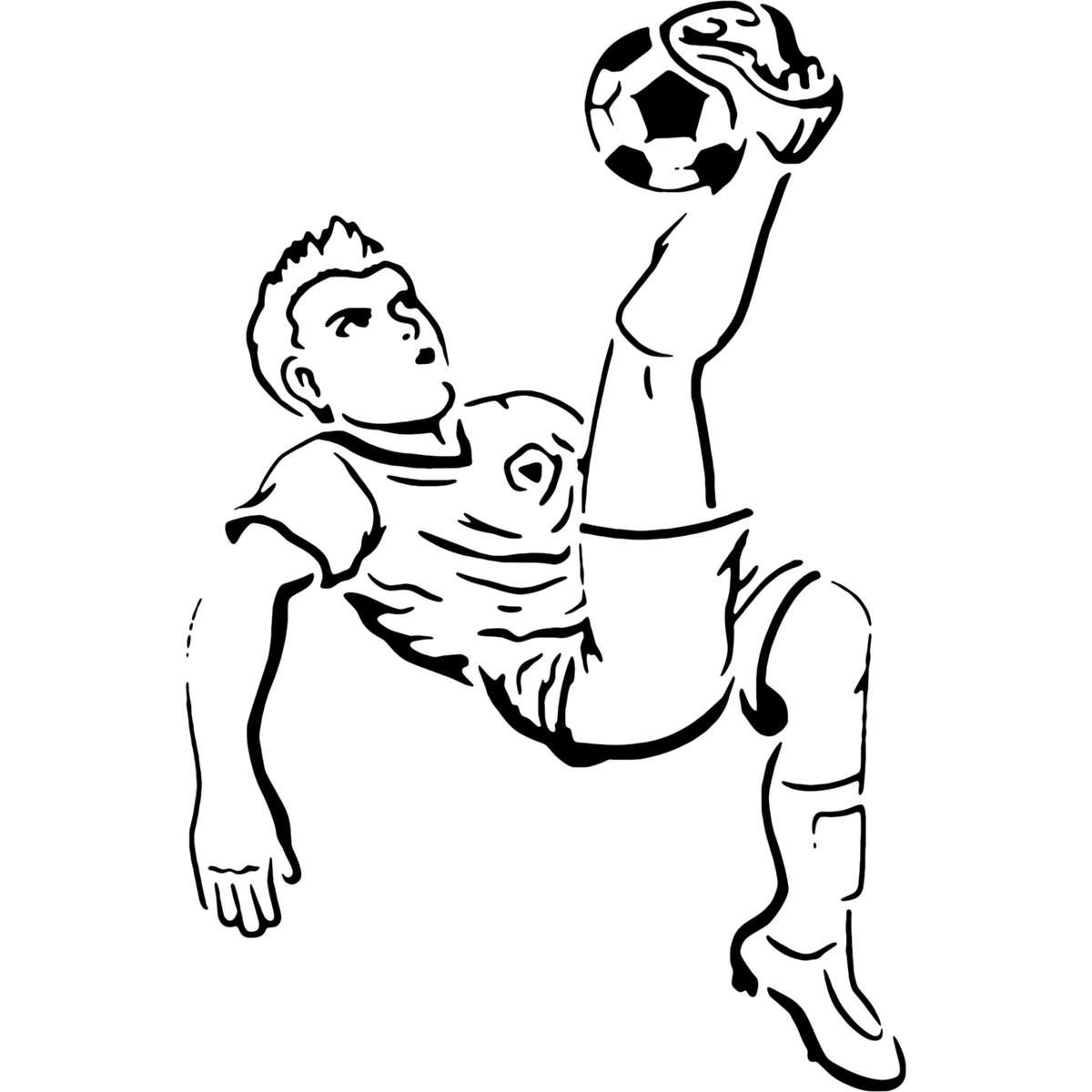 'Overhead Kick Footballer' Reusable Stencils – Durable Decorative Templates for Painting and Spraying on Walls, Tiles, Wood, Fabric & Craft Projects (WS003525)
