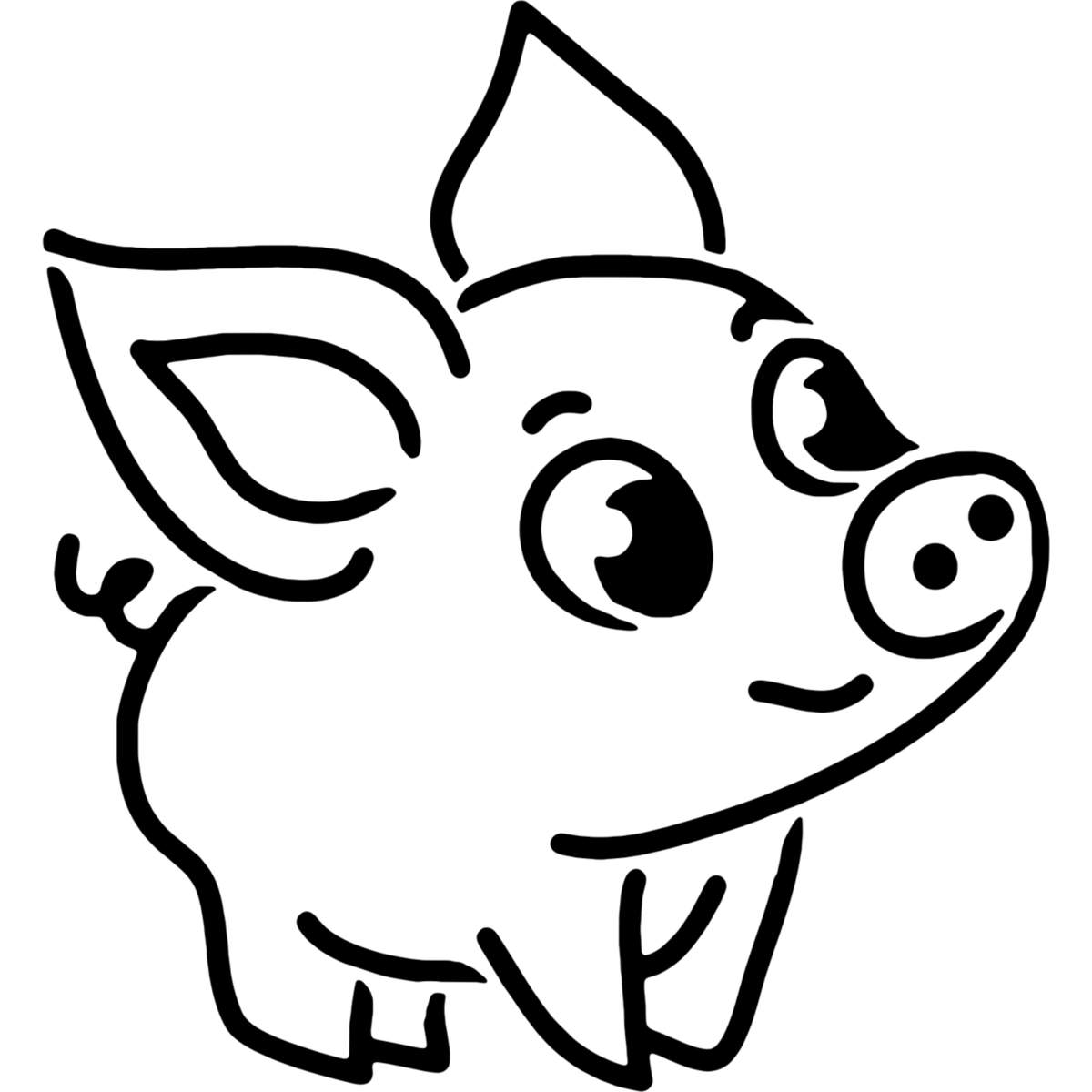 'Cute Pig' Reusable Wall Stencil - Decorative Template for Walls, Tiles, Wood, Fabric and Crafts (WS018281)