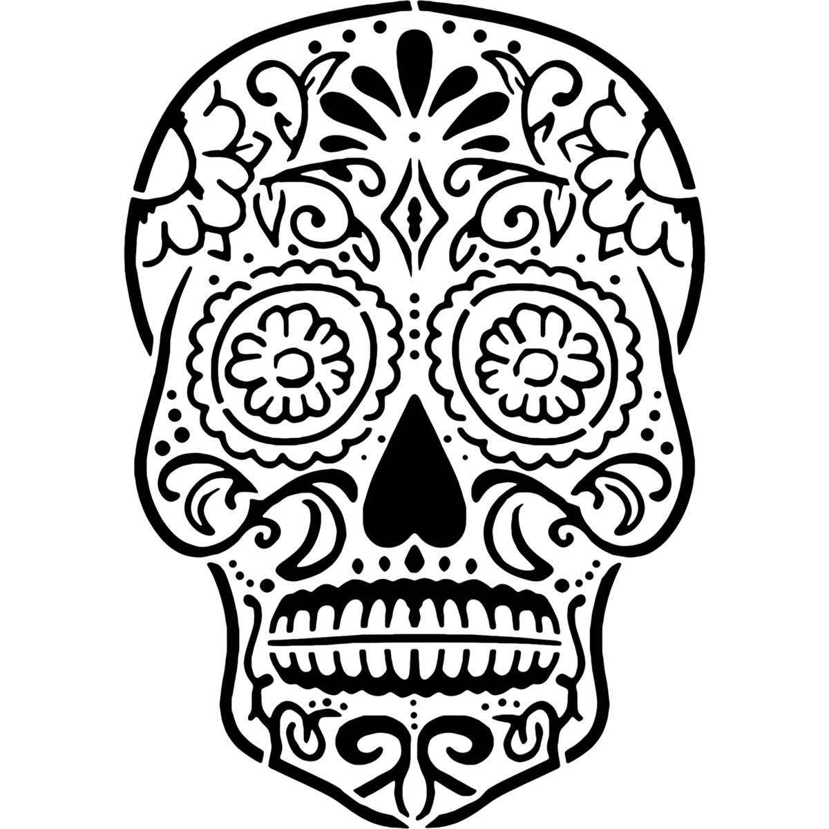 'Sugar Skull' Reusable Stencil – Durable Decorative Template for Painting and Spraying on Walls, Tiles, Wood, Fabric & Craft Projects - XXL (A2) (WS00032981)