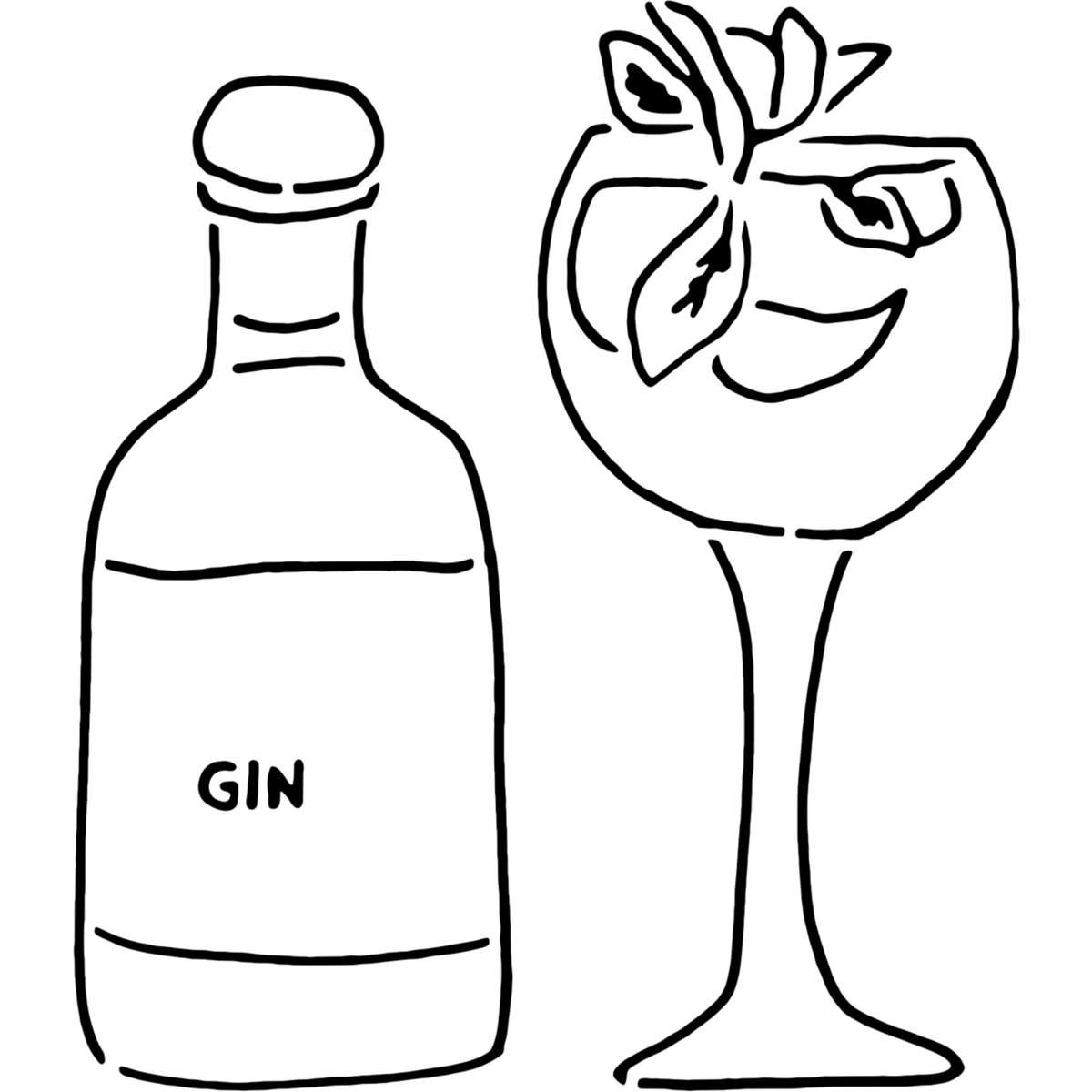 'Gin With Glass' Reusable Stencils – Durable Decorative Templates for Painting and Spraying on Walls, Tiles, Wood, Fabric & Craft Projects (WS022148)