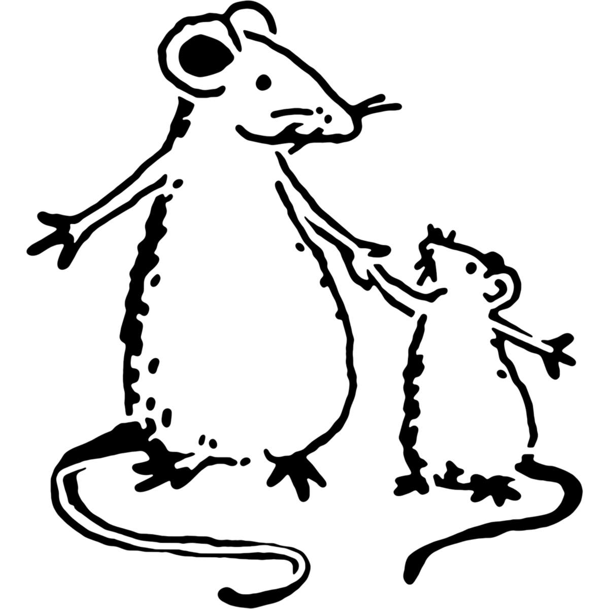 'Rat Mother & Child' Reusable Stencils – Durable Decorative Templates for Painting and Spraying on Walls, Tiles, Wood, Fabric & Craft Projects (WS025427)