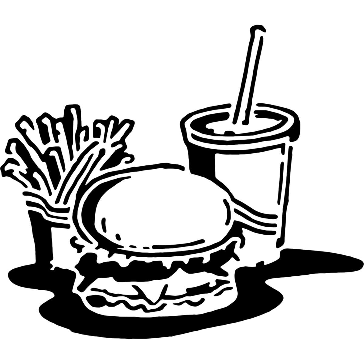 'Fast Food Meal' Reusable Stencils – Durable Decorative Templates for Painting and Spraying on Walls, Tiles, Wood, Fabric & Craft Projects (WS027634)