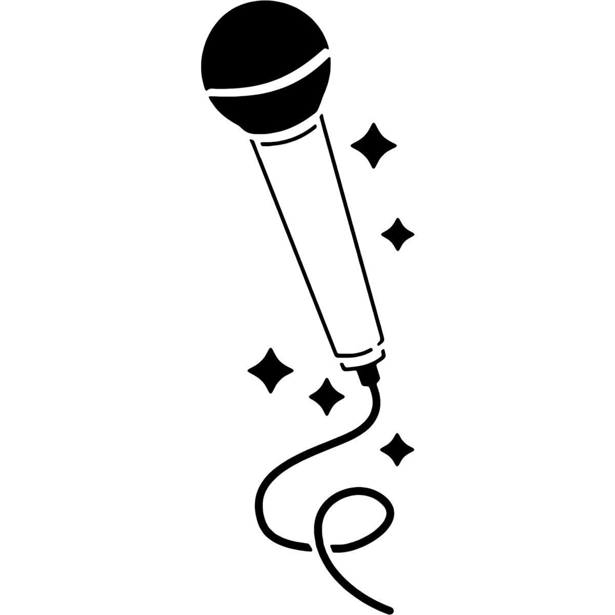 'Microphone With Glitter' Reusable Wall Stencil - XXL (A2) - Painting Template for Walls, Tiles, Wood, Fabric and Crafts (WS00072071)