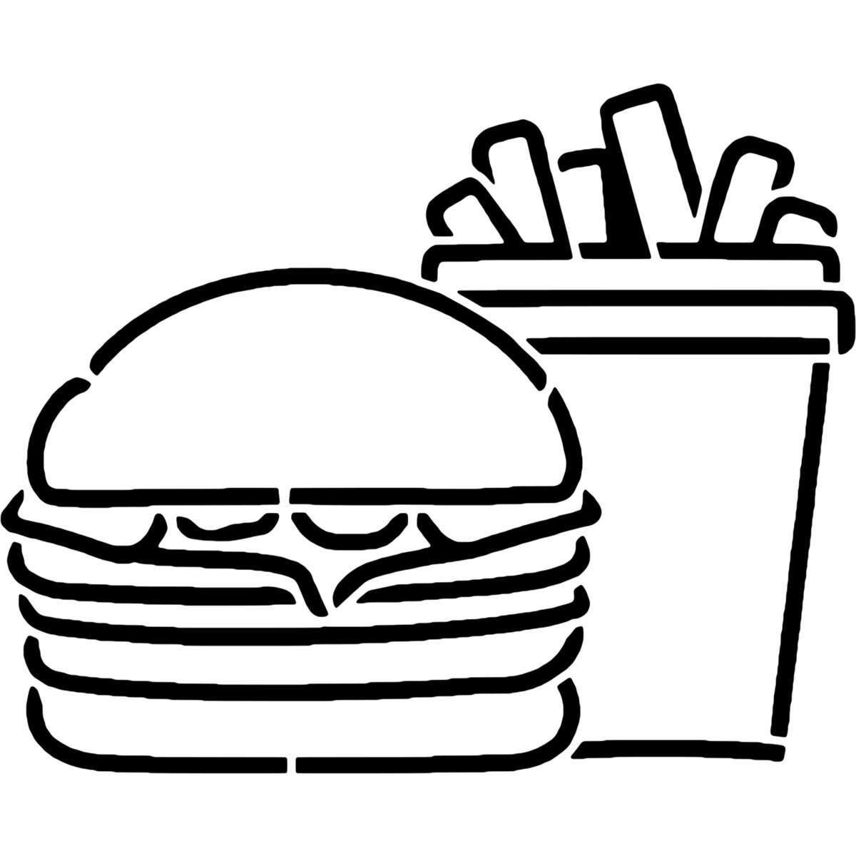 'Burger and Chips' Reusable Wall Stencil - Decorative Template for Walls, Tiles, Wood, Fabric and Crafts (WS045820)