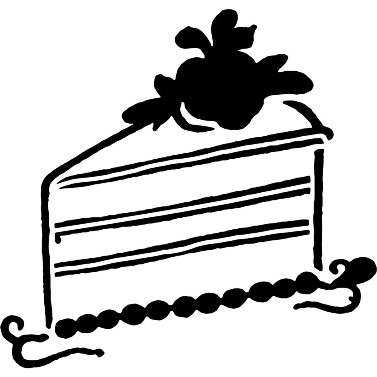 'Slice Cake with Flower' Reusable Wall Stencil - Decorative Template for Walls, Tiles, Wood, Fabric and Crafts (WS054390)