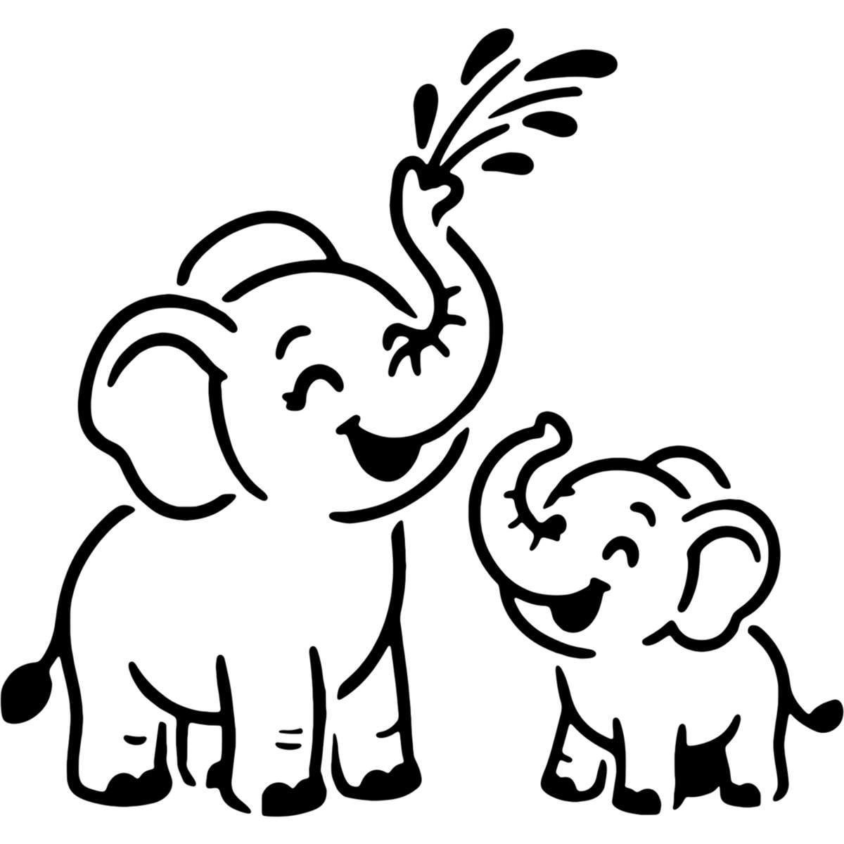 'Mother Elephant & Baby' Reusable Wall Stencil - Decorative Template for Walls, Tiles, Wood, Fabric and Crafts (WS055707)