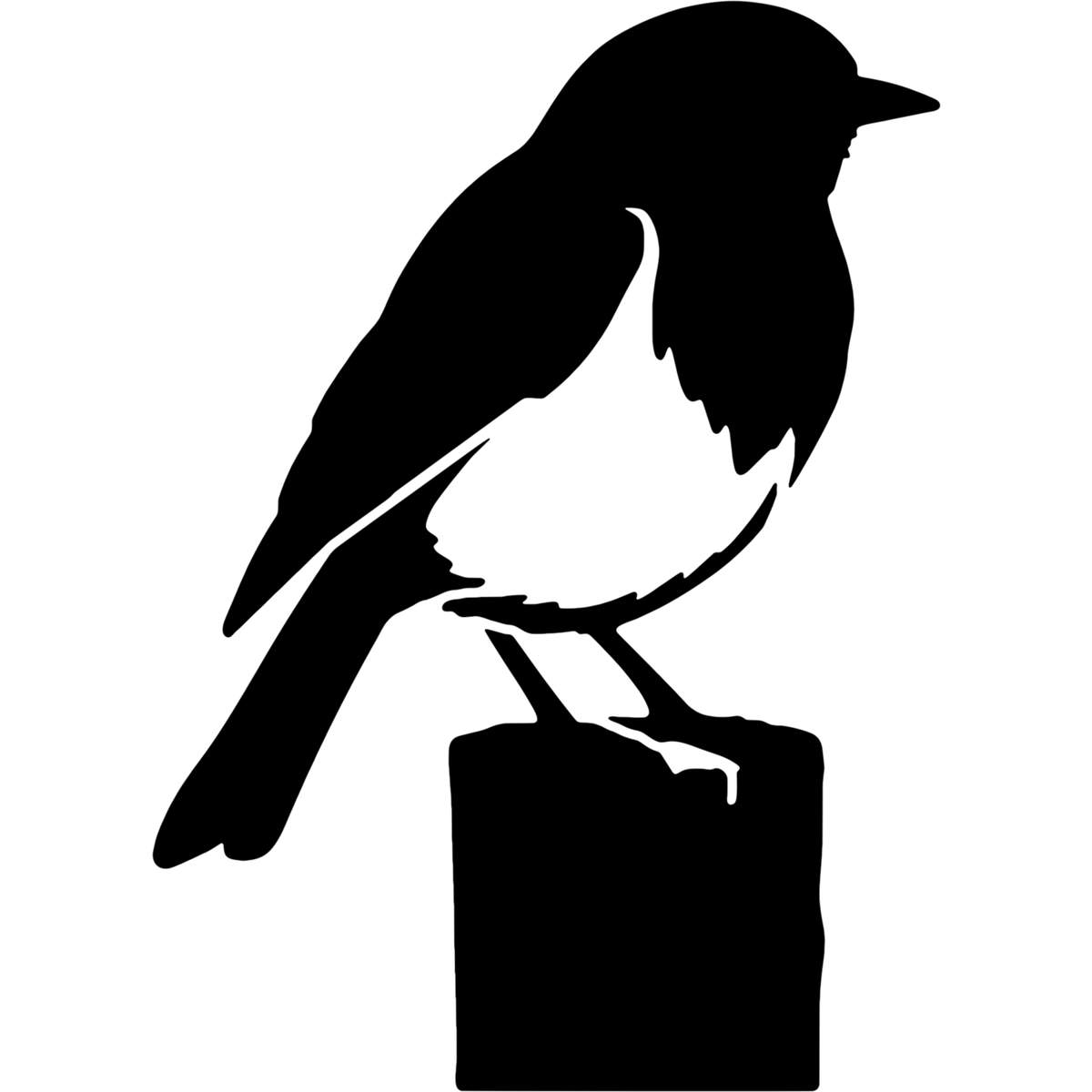 'Robin Bird on a Wooden Fence Post' Reusable Stencils – Durable Decorative Templates for Painting and Spraying on Walls, Tiles, Wood, Fabric & Craft Projects (WS057790)