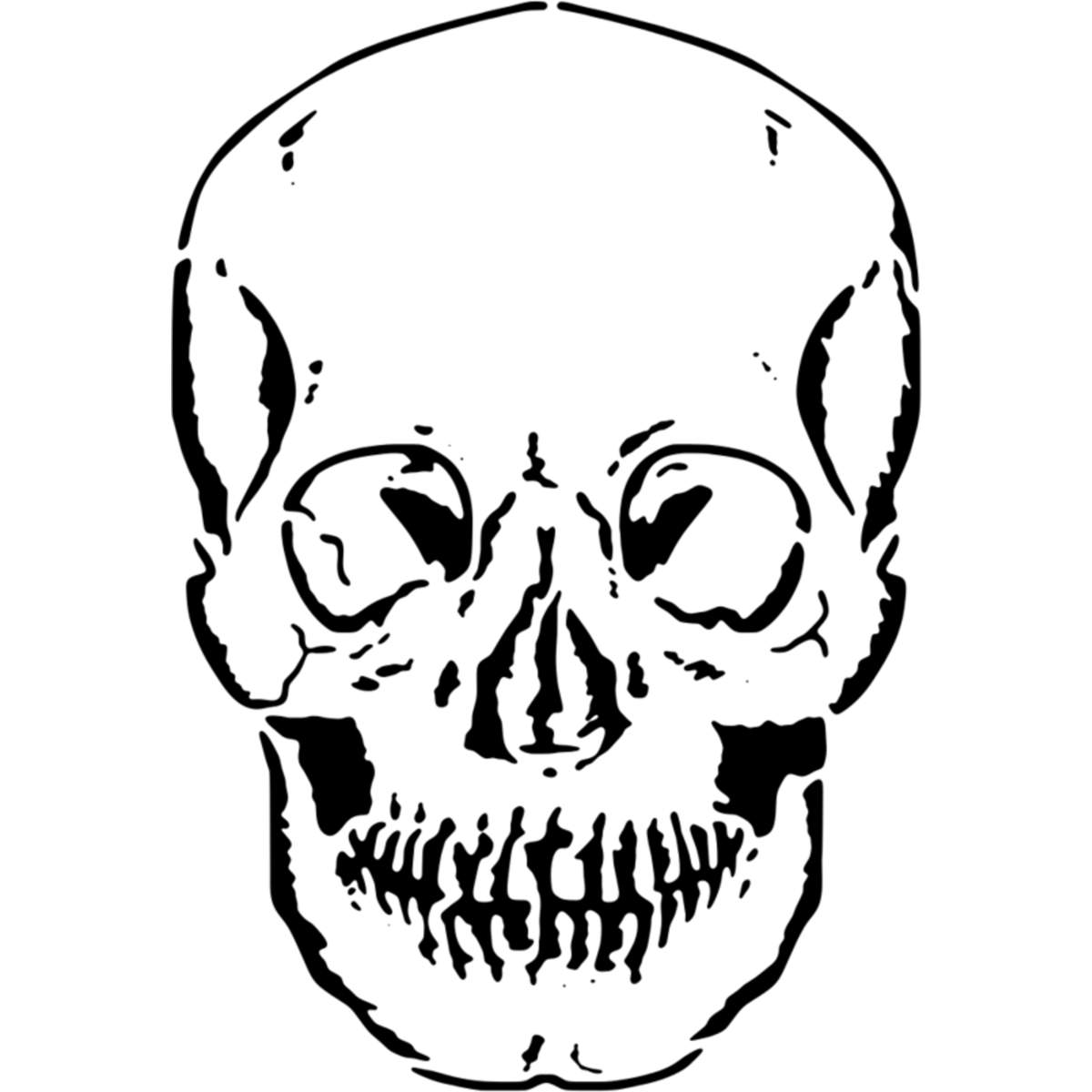 'Forward Facing Skull' Reusable Wall Stencil - L (A4) - Painting Template for Walls, Tiles, Wood, Fabric and Crafts (WS00001813)