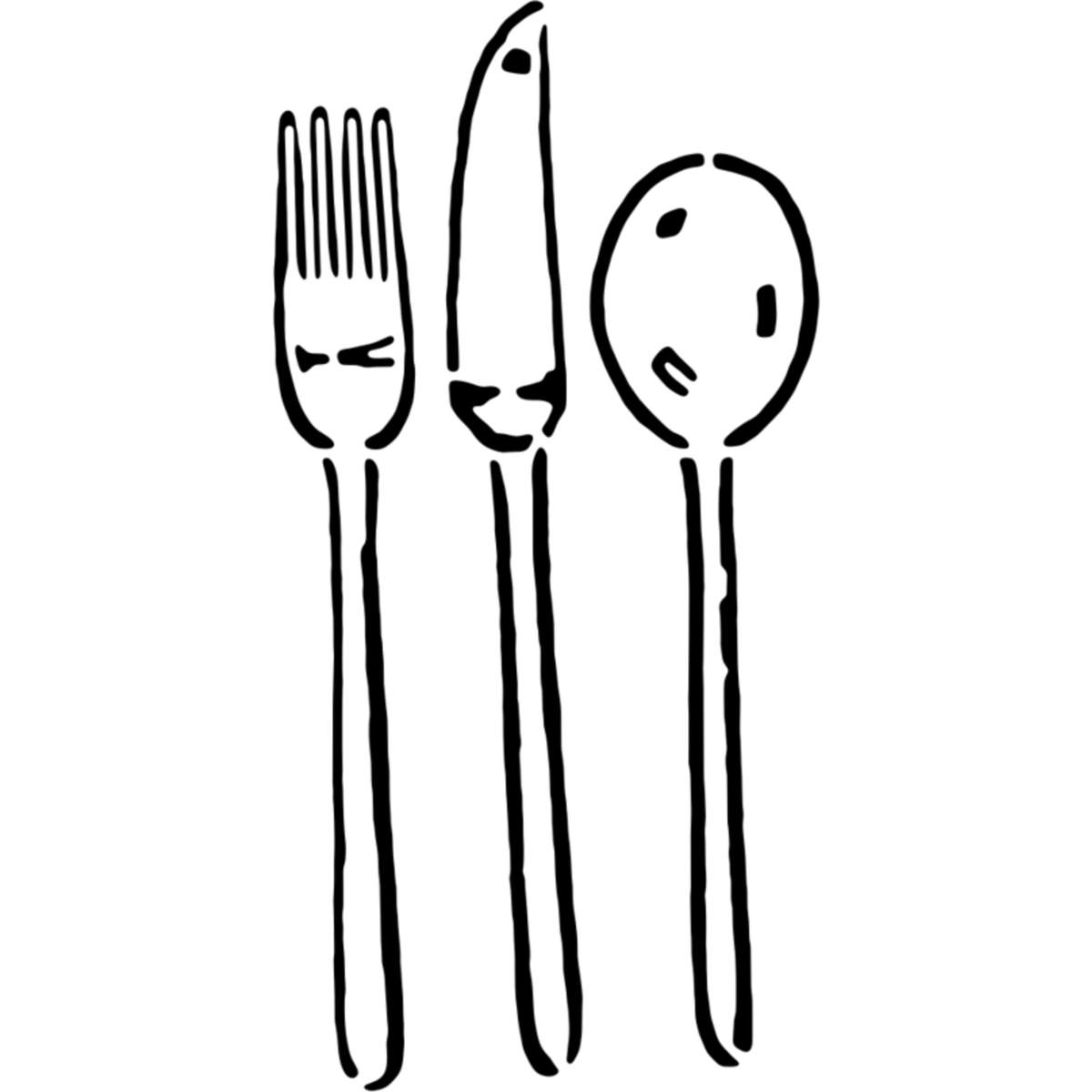 'Cutlery Set' Reusable Stencil – Durable Decorative Template for Painting and Spraying on Walls, Tiles, Wood, Fabric & Craft Projects - L (A4) (WS00001893)