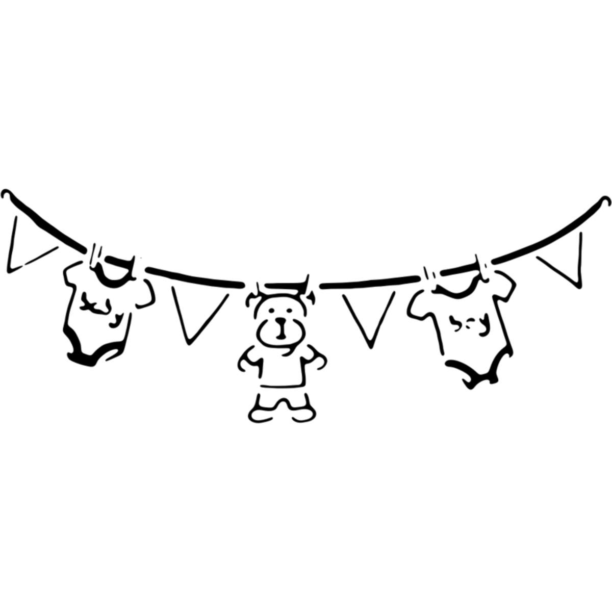 'Baby Boy Bunting' Reusable Stencil – Durable Decorative Template for Painting and Spraying on Walls, Tiles, Wood, Fabric & Craft Projects - L (A4) (WS00012067)