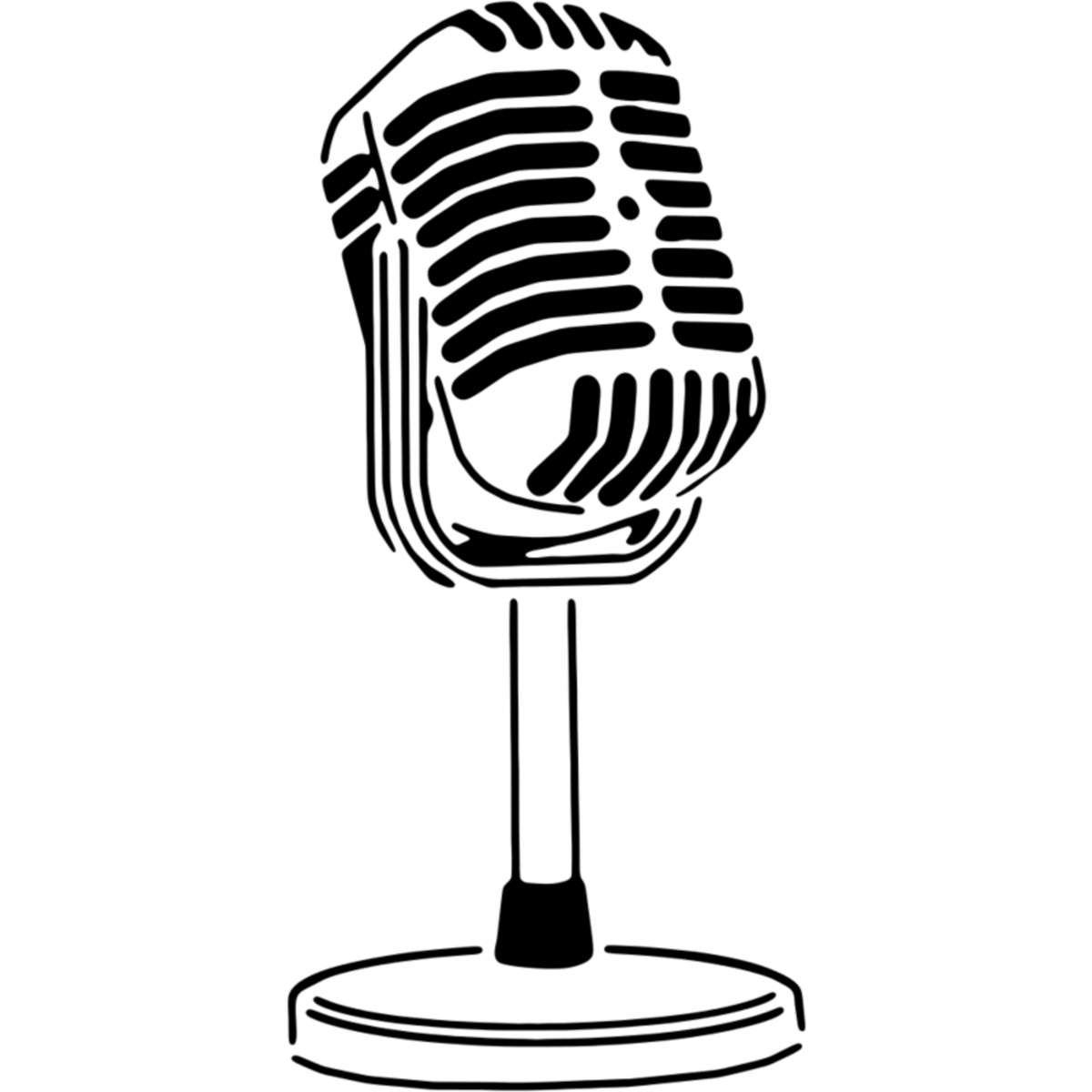 'Retro Microphone' Reusable Wall Stencil - L (A4) - Painting Template for Walls, Tiles, Wood, Fabric and Crafts (WS00047936)