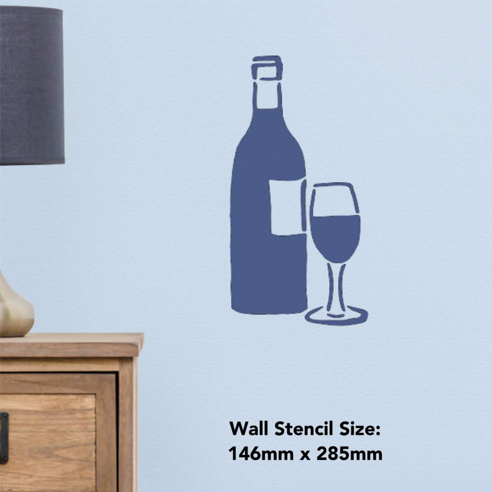 A4 'Weinglas & Flasche' Wandschablone Vorlage WS00003067 