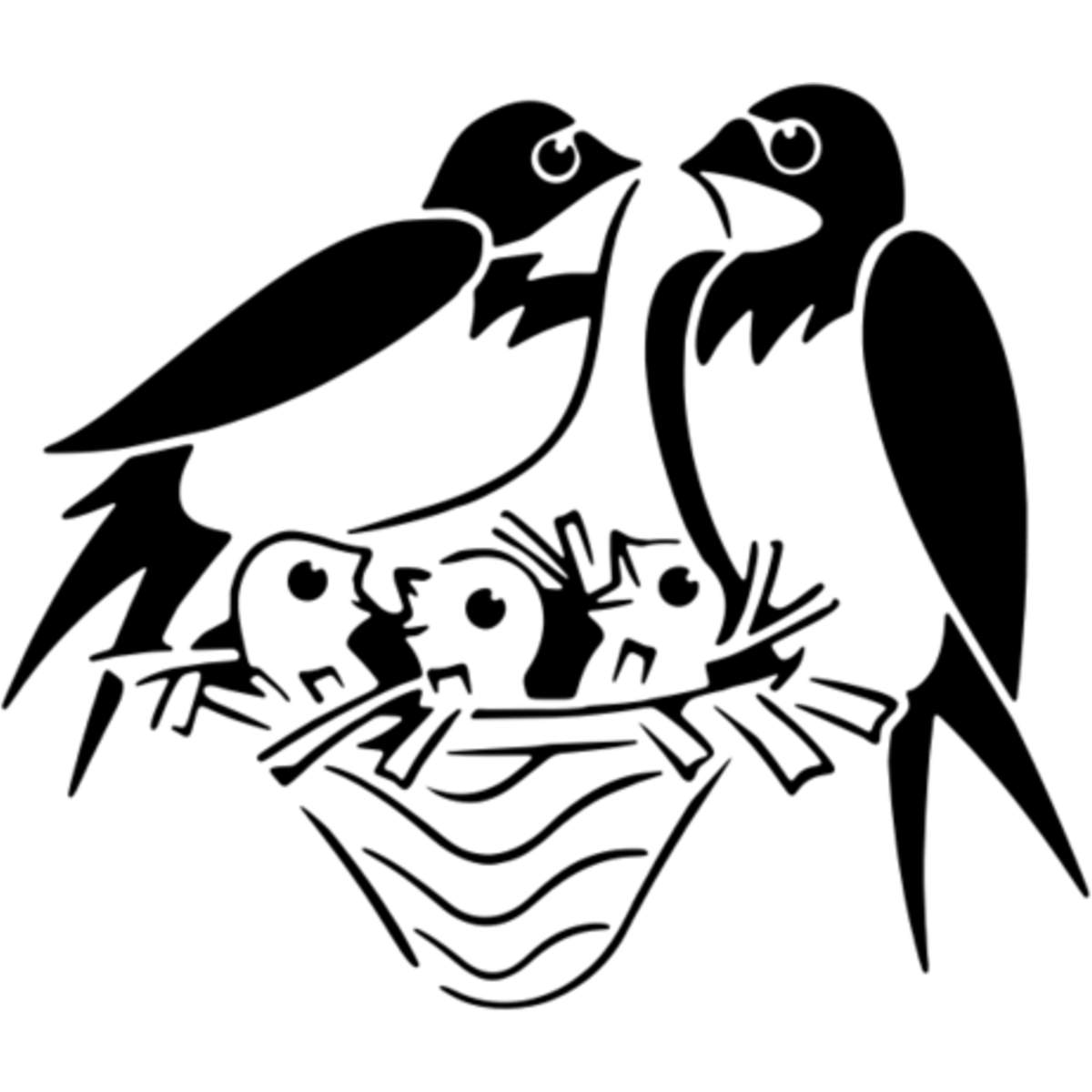 'Birds In A Nest' Reusable Stencil – Durable Decorative Template for Painting and Spraying on Walls, Tiles, Wood, Fabric & Craft Projects - M (A5) (WS00000080)