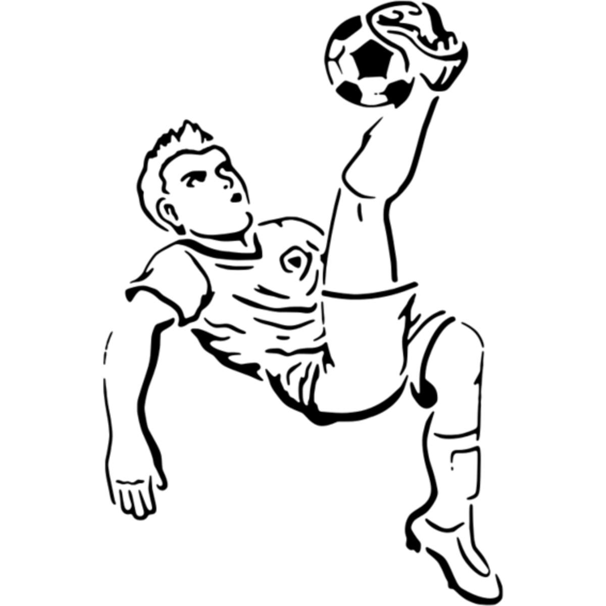 'Overhead Kick Footballer' Reusable Stencil – Durable Decorative Template for Painting and Spraying on Walls, Tiles, Wood, Fabric & Craft Projects - M (A5) (WS00001184)