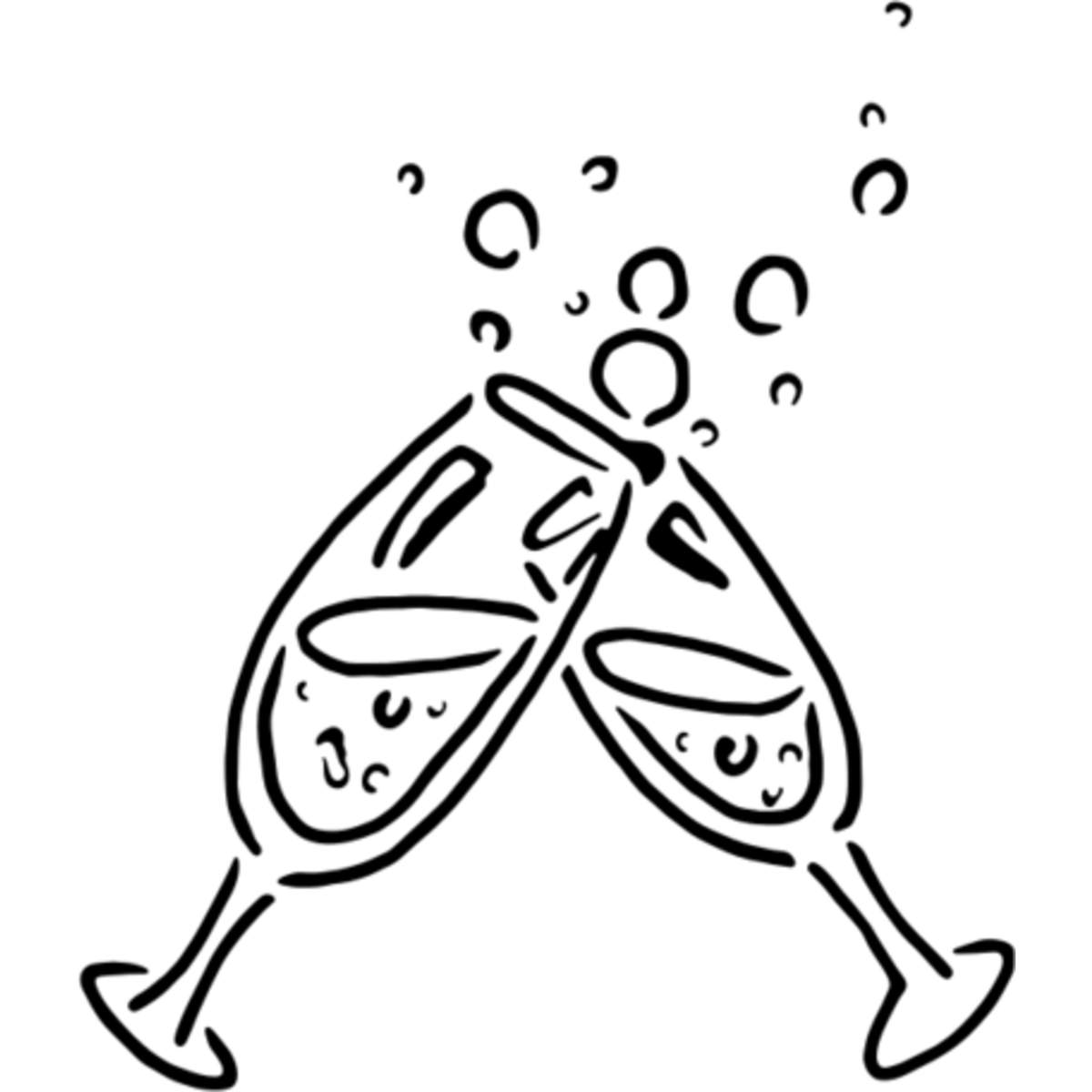 'Champagne Glasses' Reusable Stencil – Durable Decorative Template for Painting and Spraying on Walls, Tiles, Wood, Fabric & Craft Projects - M (A5) (WS00002964)