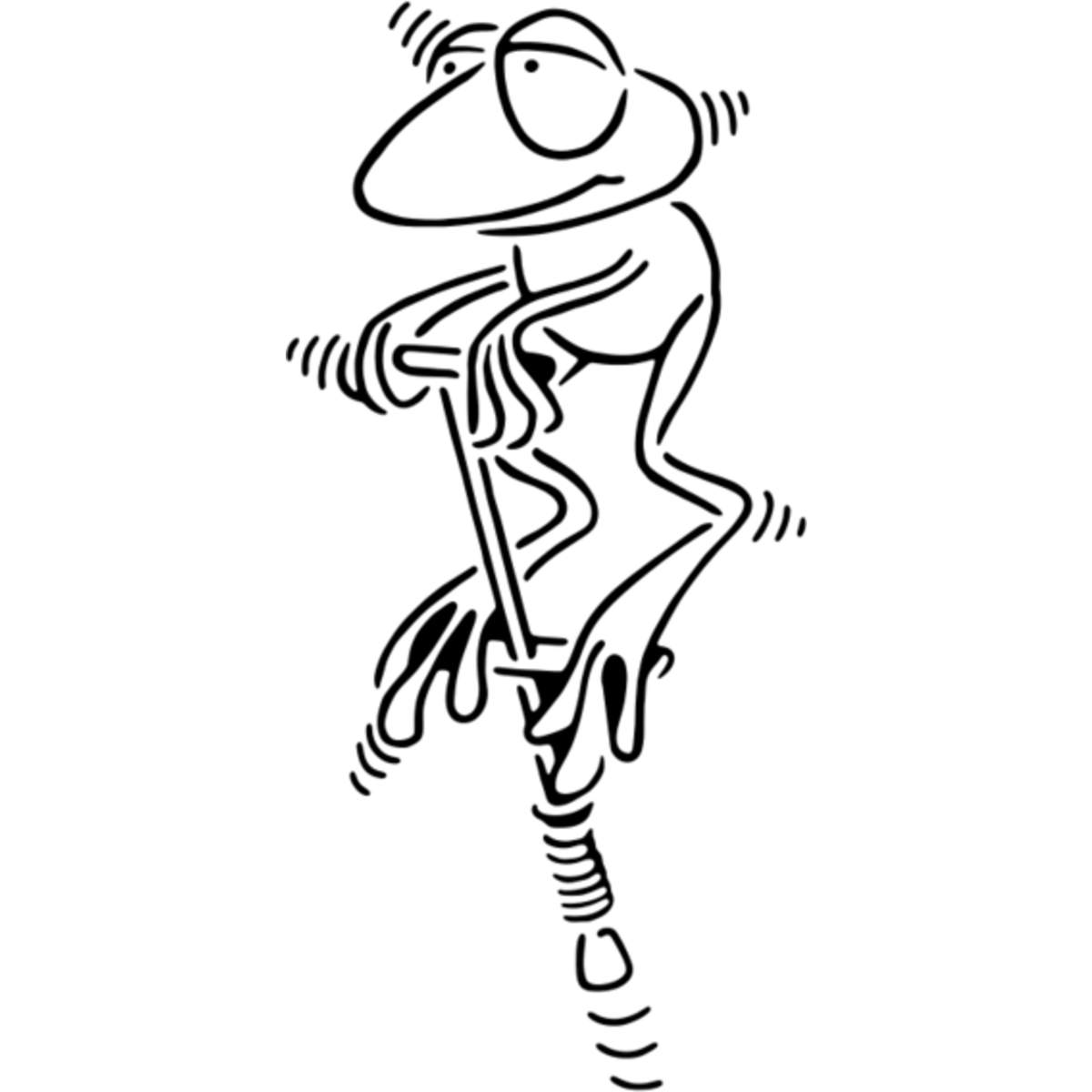 'Frog On Pogo Stick' Reusable Stencil – Durable Decorative Template for Painting and Spraying on Walls, Tiles, Wood, Fabric & Craft Projects - M (A5) (WS00010700)