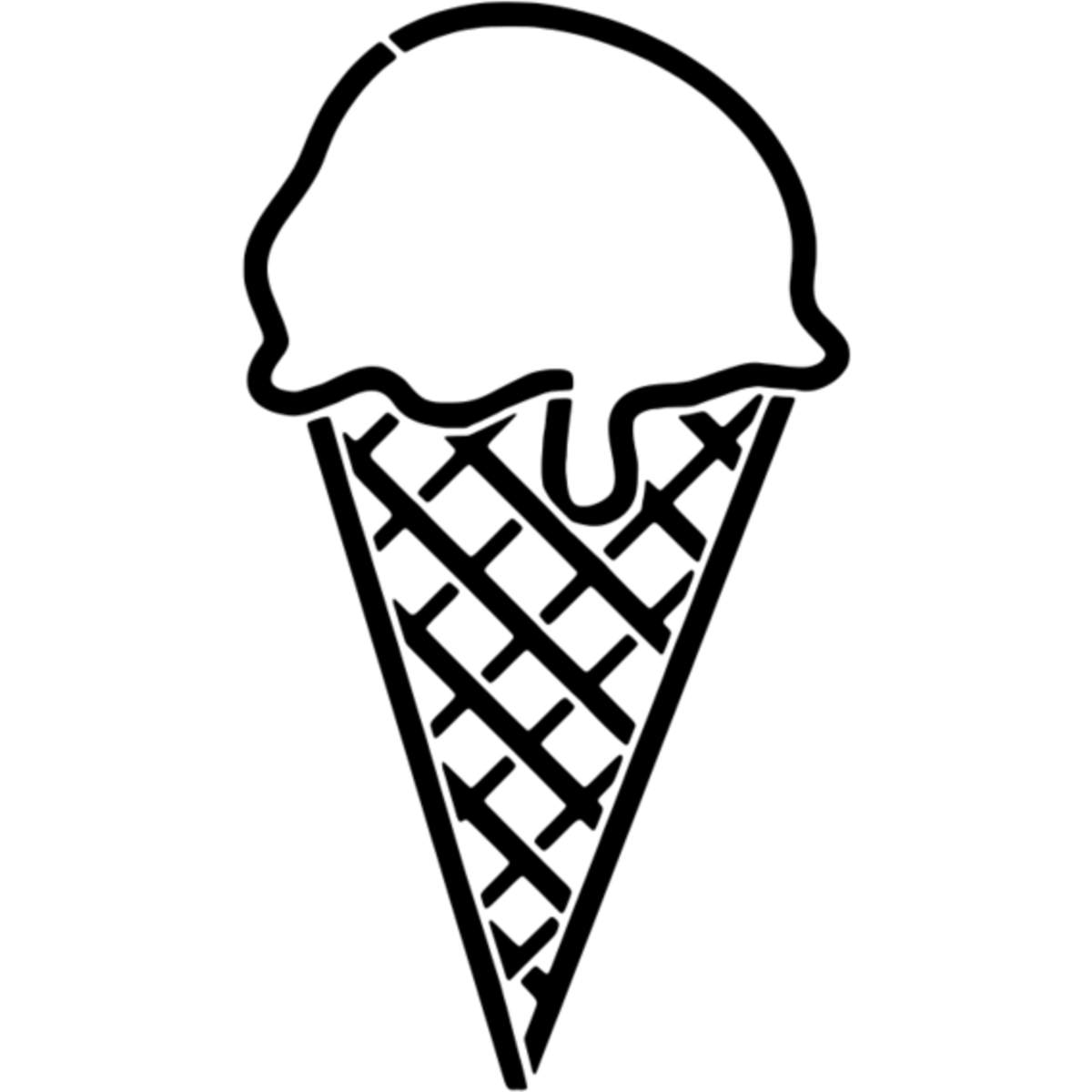 'Ice Cream Cone' Reusable Stencil – Durable Decorative Template for Painting and Spraying on Walls, Tiles, Wood, Fabric & Craft Projects - M (A5) (WS00013595)